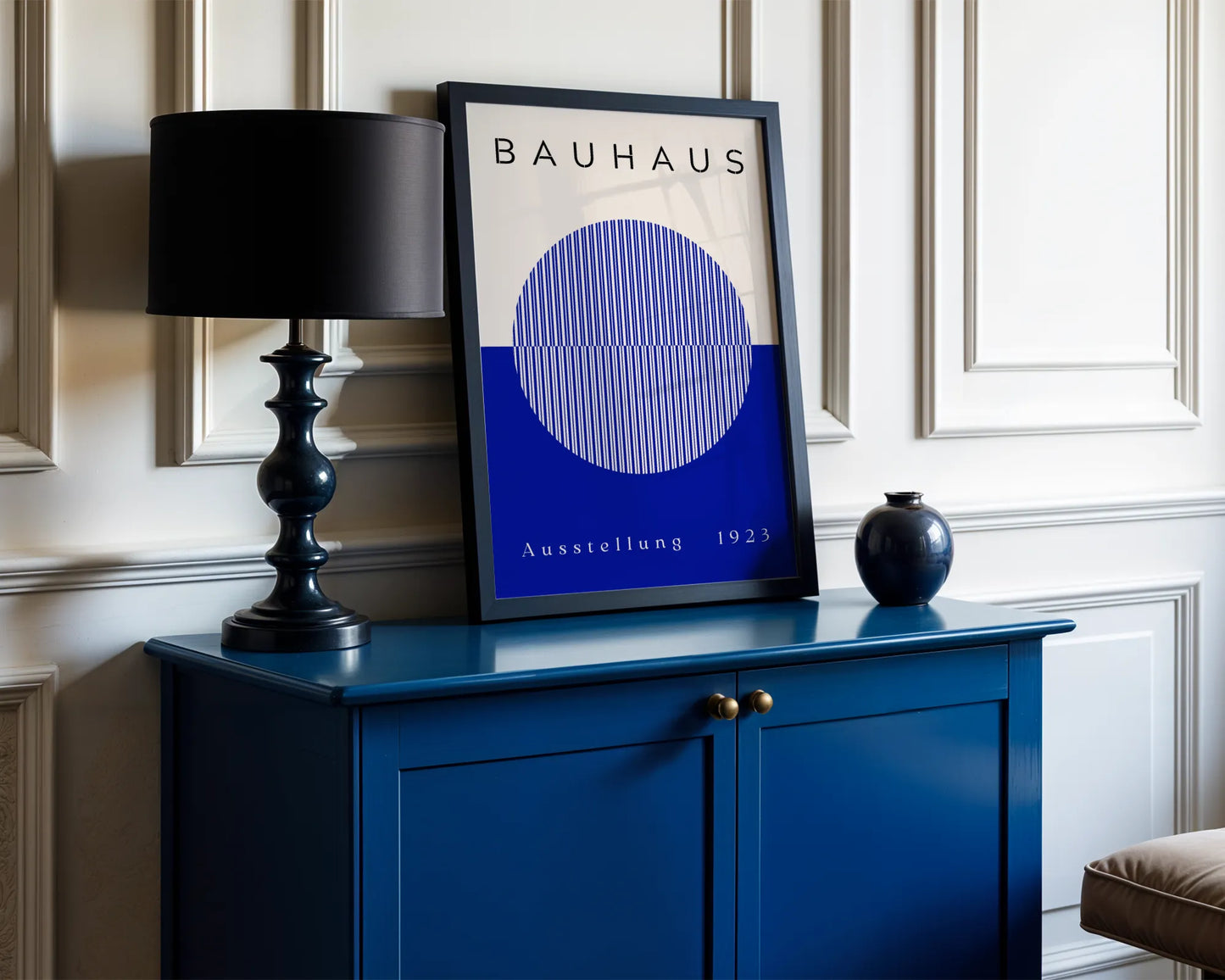 Bauhaus, Geometric, Bold Blue, Modern Architect, Clean Wall Art