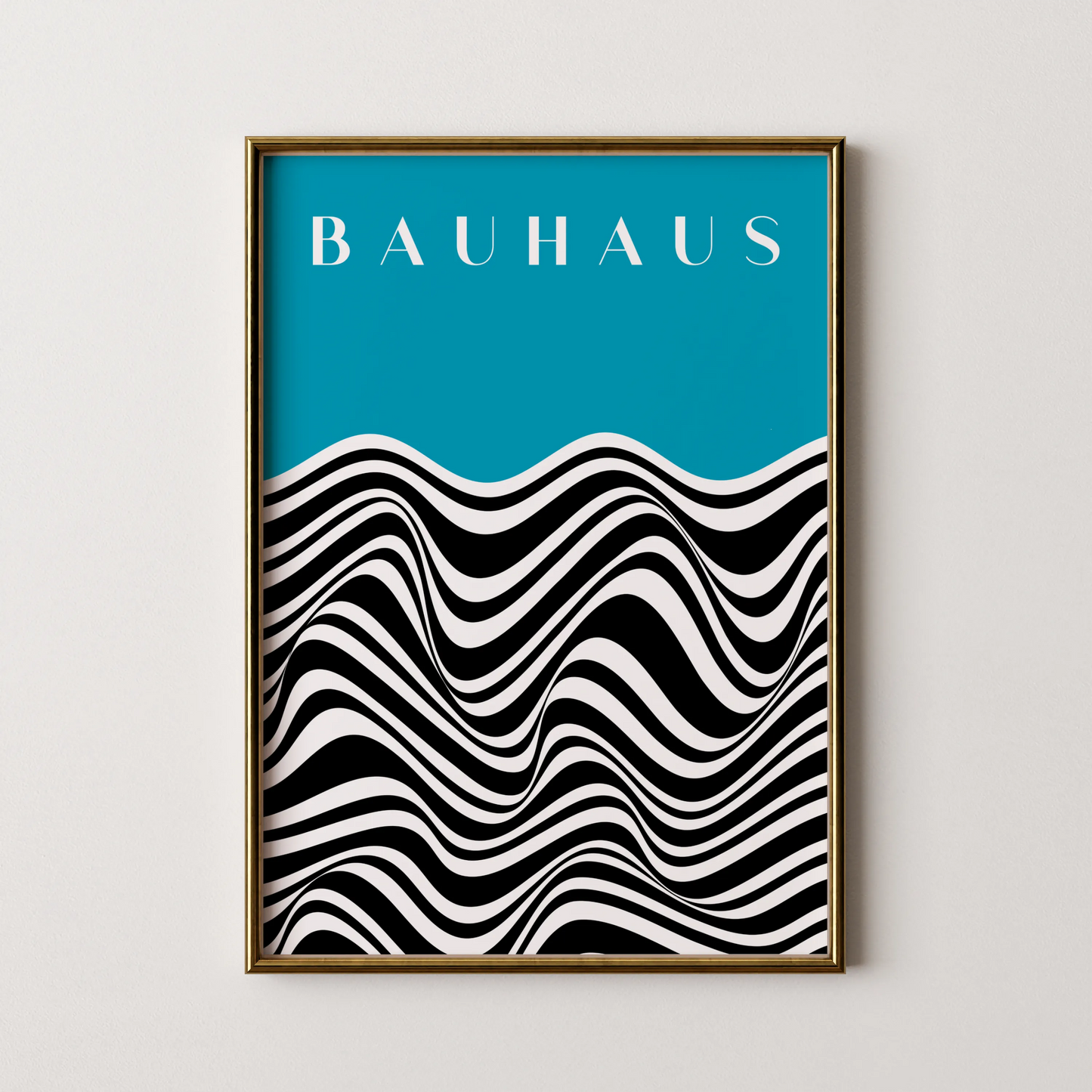 Bauhaus Line Print I, Cyan Blue, Modern Architect, Clean Design Wall Art