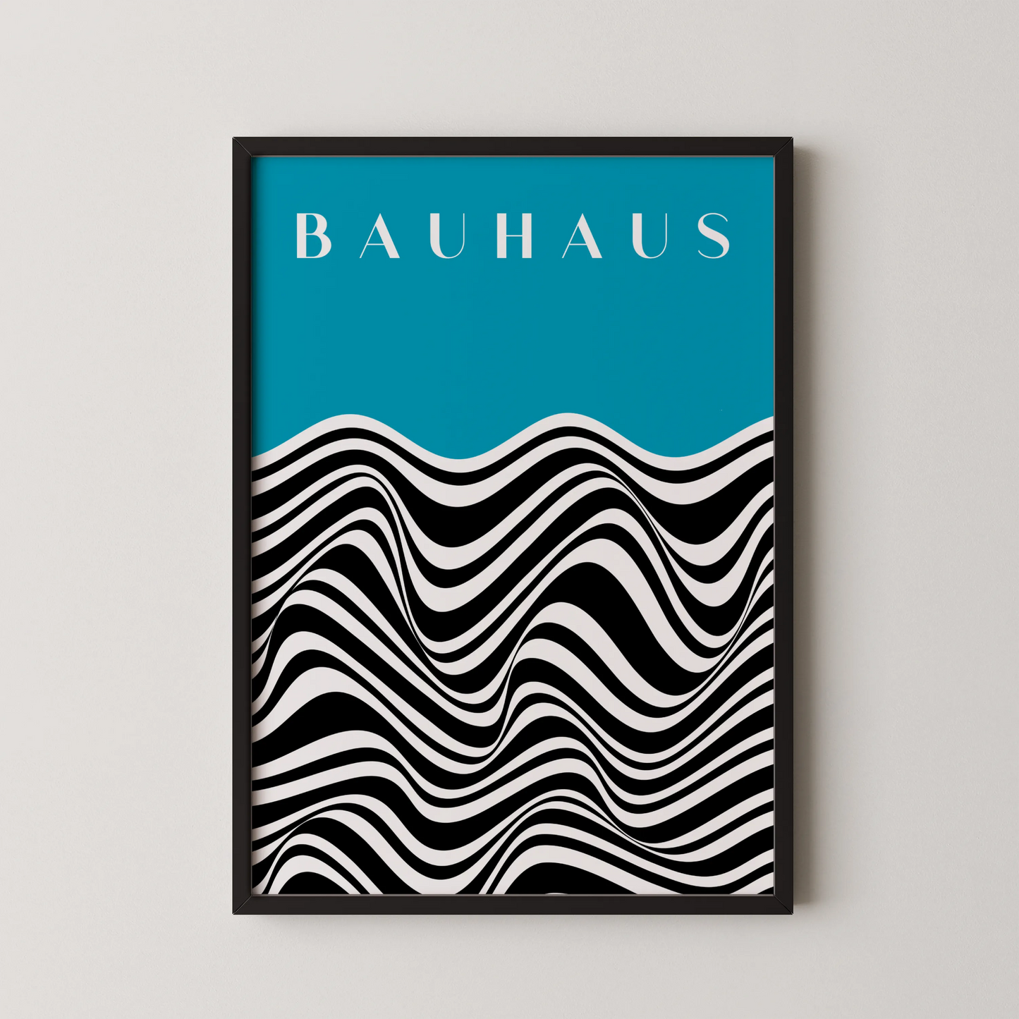 Bauhaus Line Print I, Cyan Blue, Modern Architect, Clean Design Wall Art