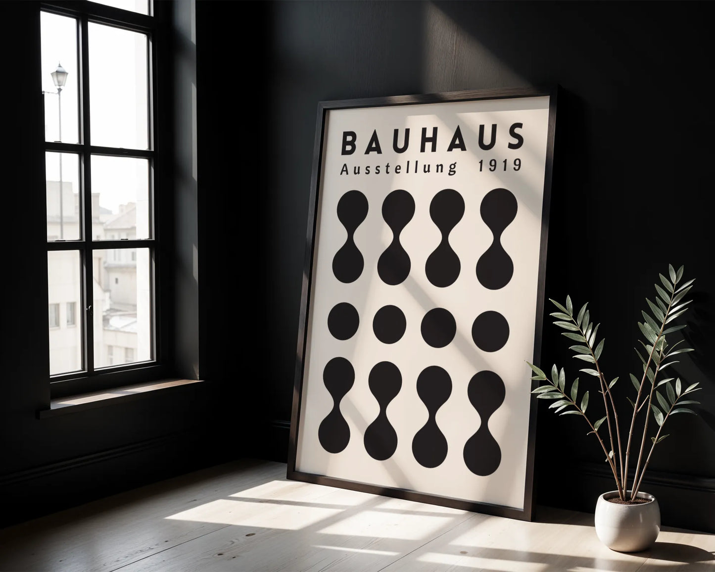 Bauhaus Print, Geometric Shapes, Black & White, Clean Wall Art