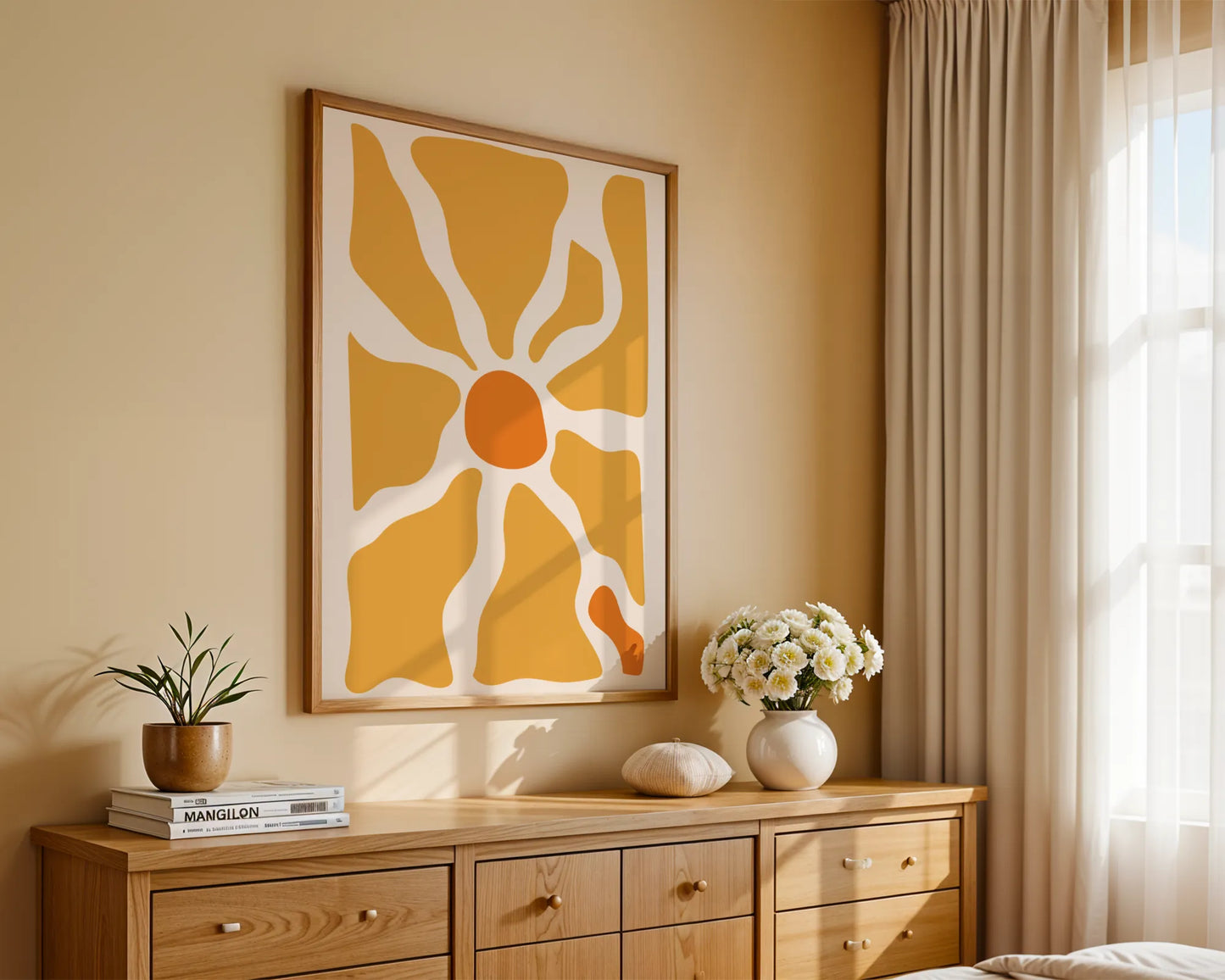 Boheme Flower, Mid Century Modern, Wall Painting