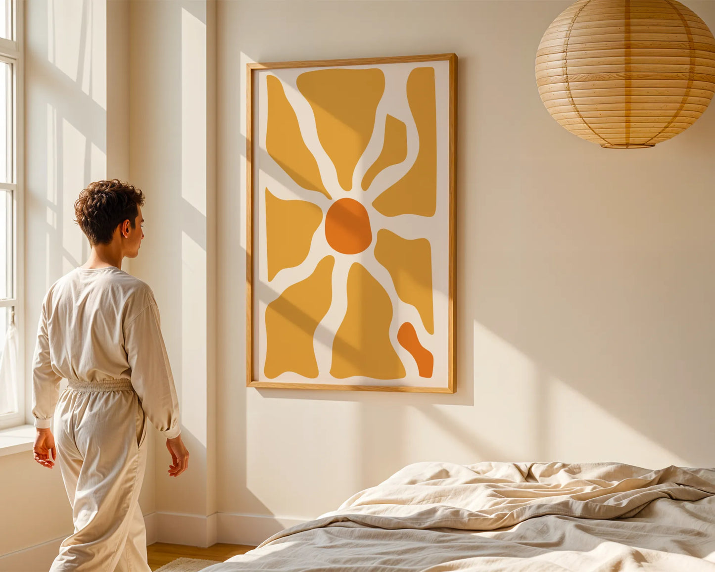 Boheme Flower, Mid Century Modern, Wall Painting