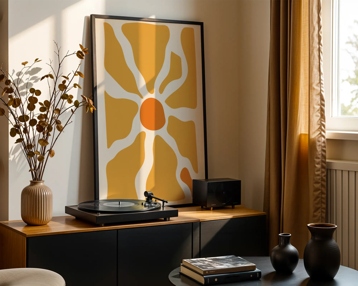 Boheme Flower, Mid Century Modern, Wall Painting