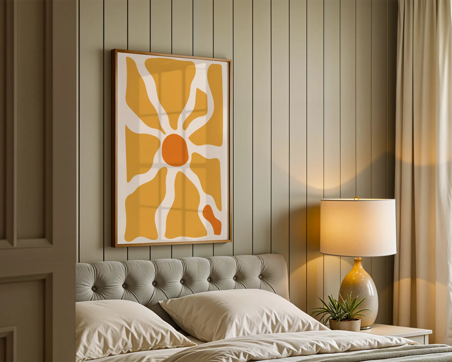 Boheme Flower, Mid Century Modern, Wall Painting