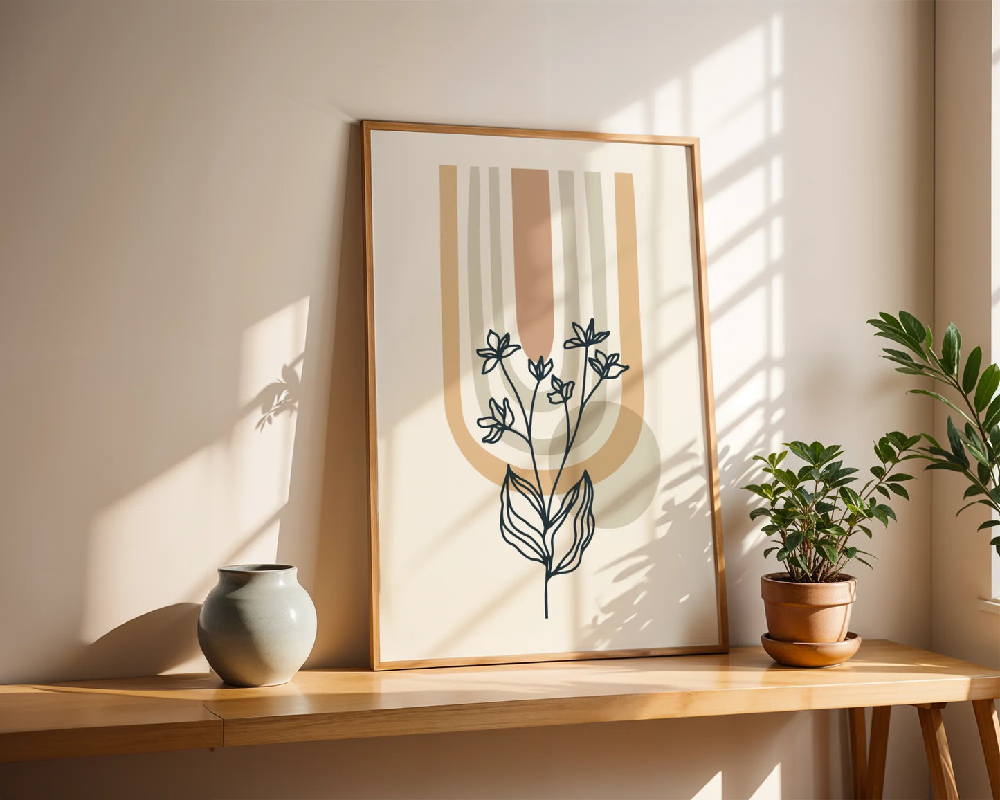 Boheme Leaves III, Mid Century, Modern Wall Painting