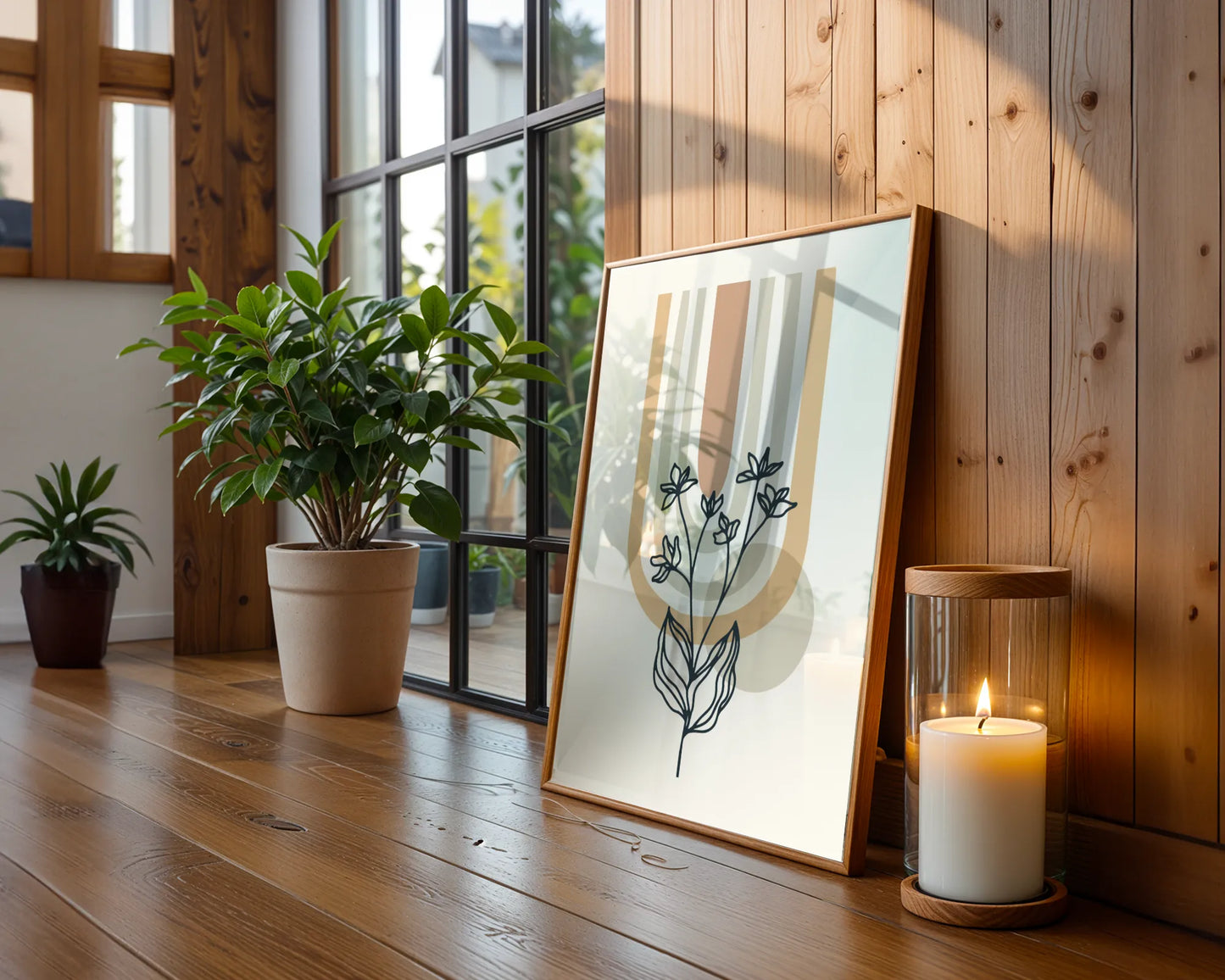 Boheme Leaves III, Mid Century, Modern Wall Painting