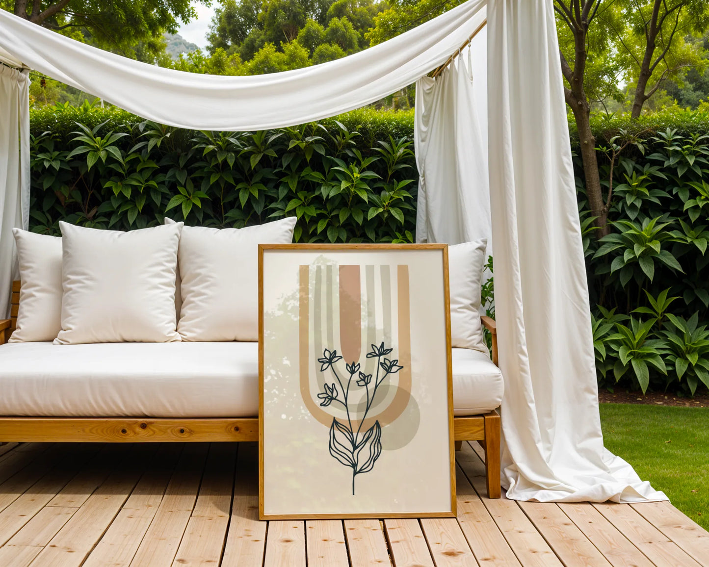 Boheme Leaves III, Mid Century, Modern Wall Painting