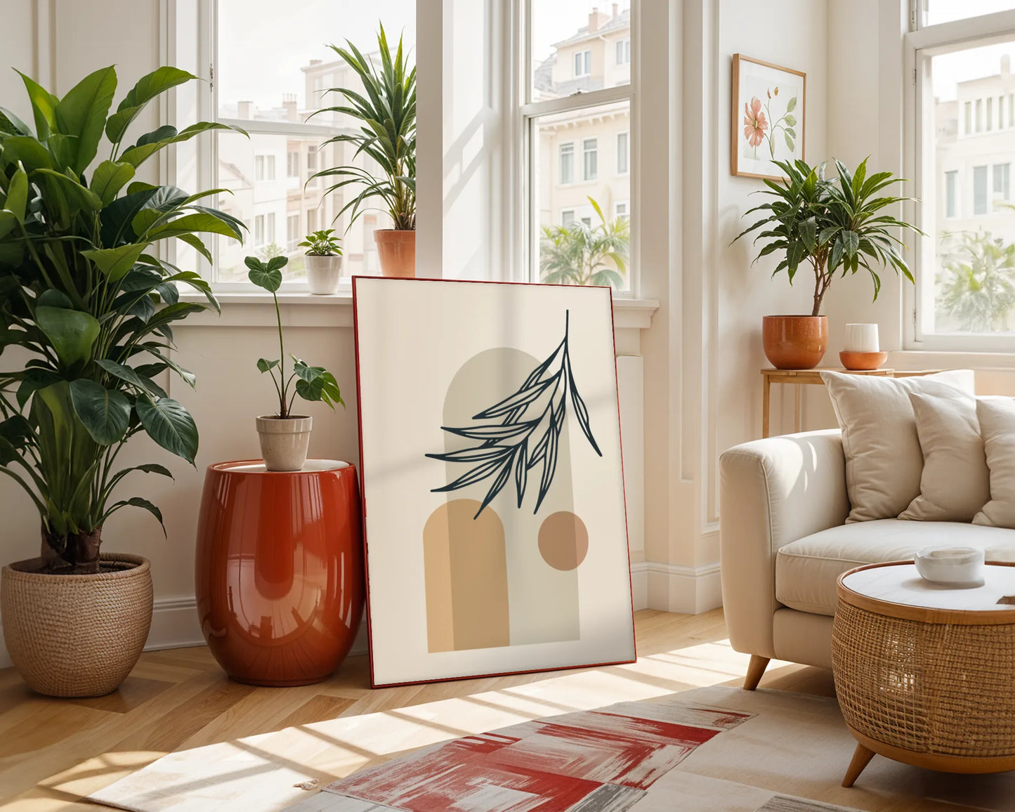 Boheme Leaves II, Mid Century, Modern Wall Painting