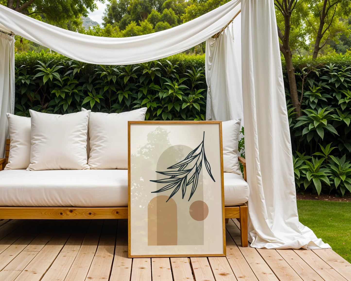Boheme Leaves II, Mid Century, Modern Wall Painting
