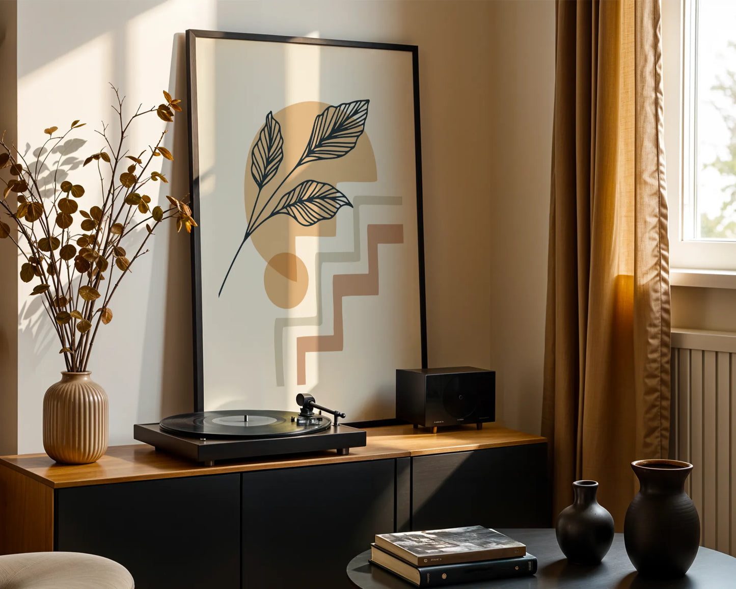 Boheme Leaves IV, Mid Century, Modern Wall Painting