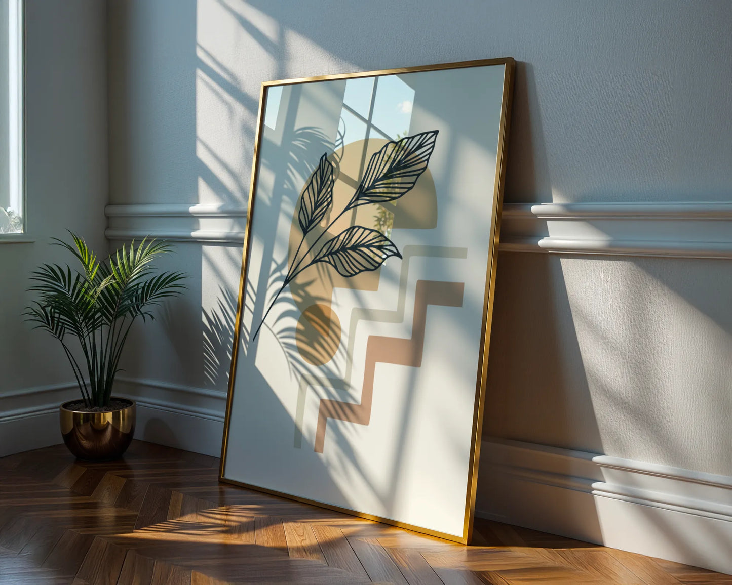 Boheme Leaves IV, Mid Century, Modern Wall Painting