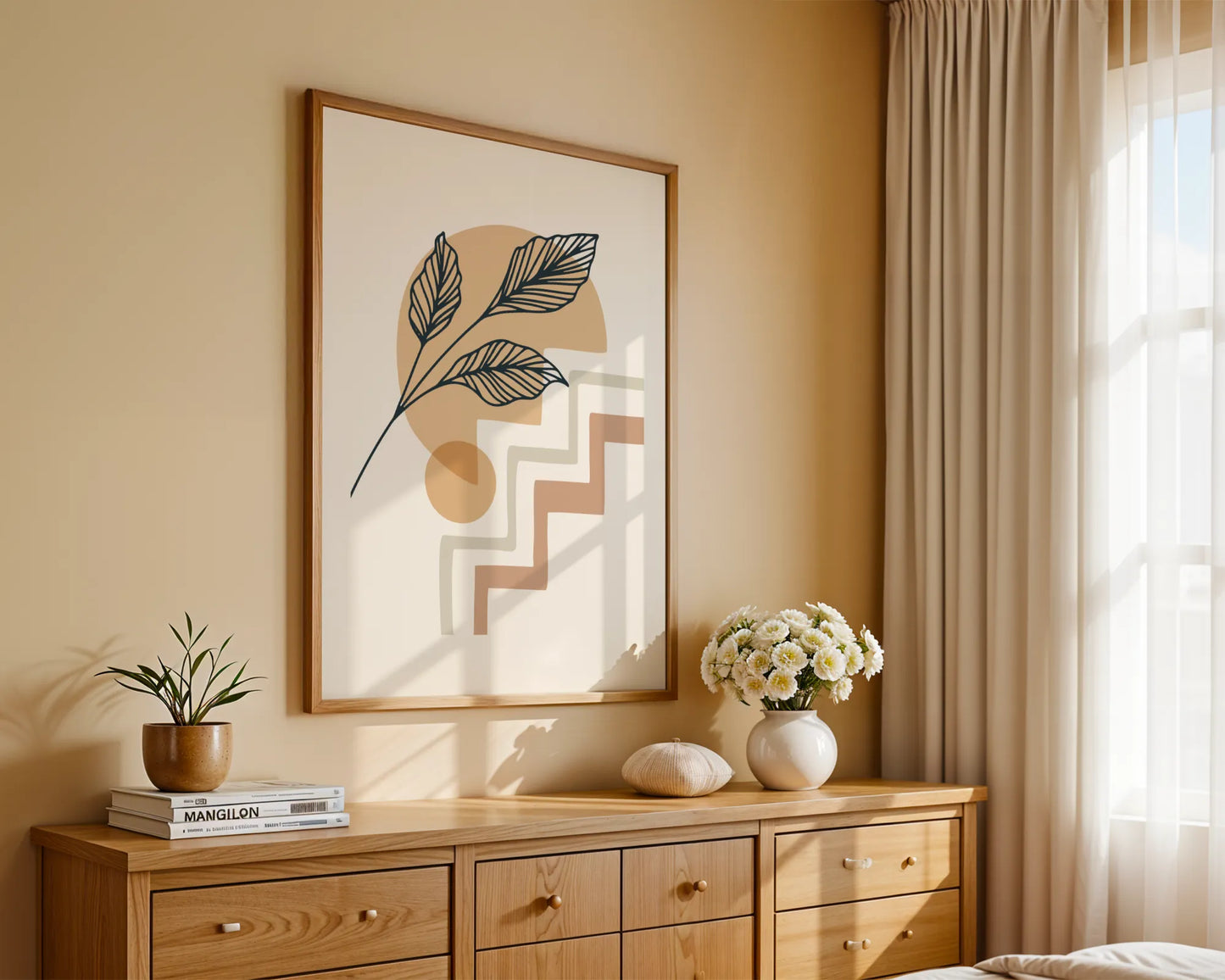 Boheme Leaves IV, Mid Century, Modern Wall Painting