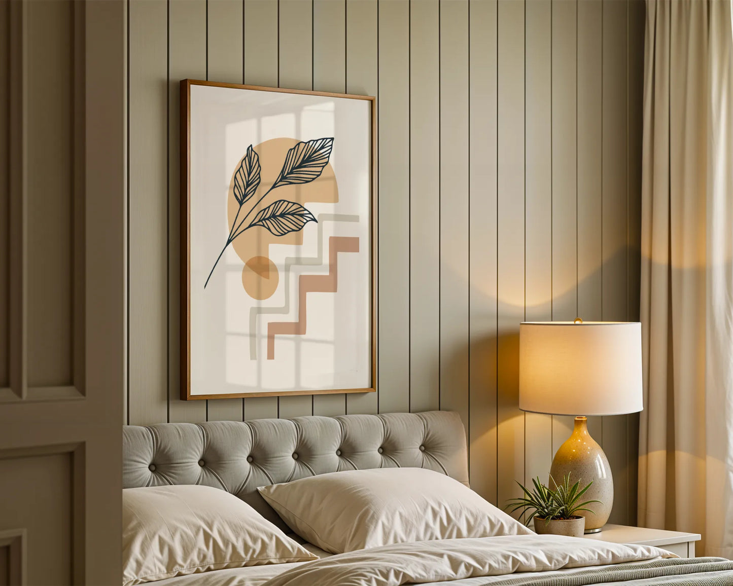 Boheme Leaves IV, Mid Century, Modern Wall Painting