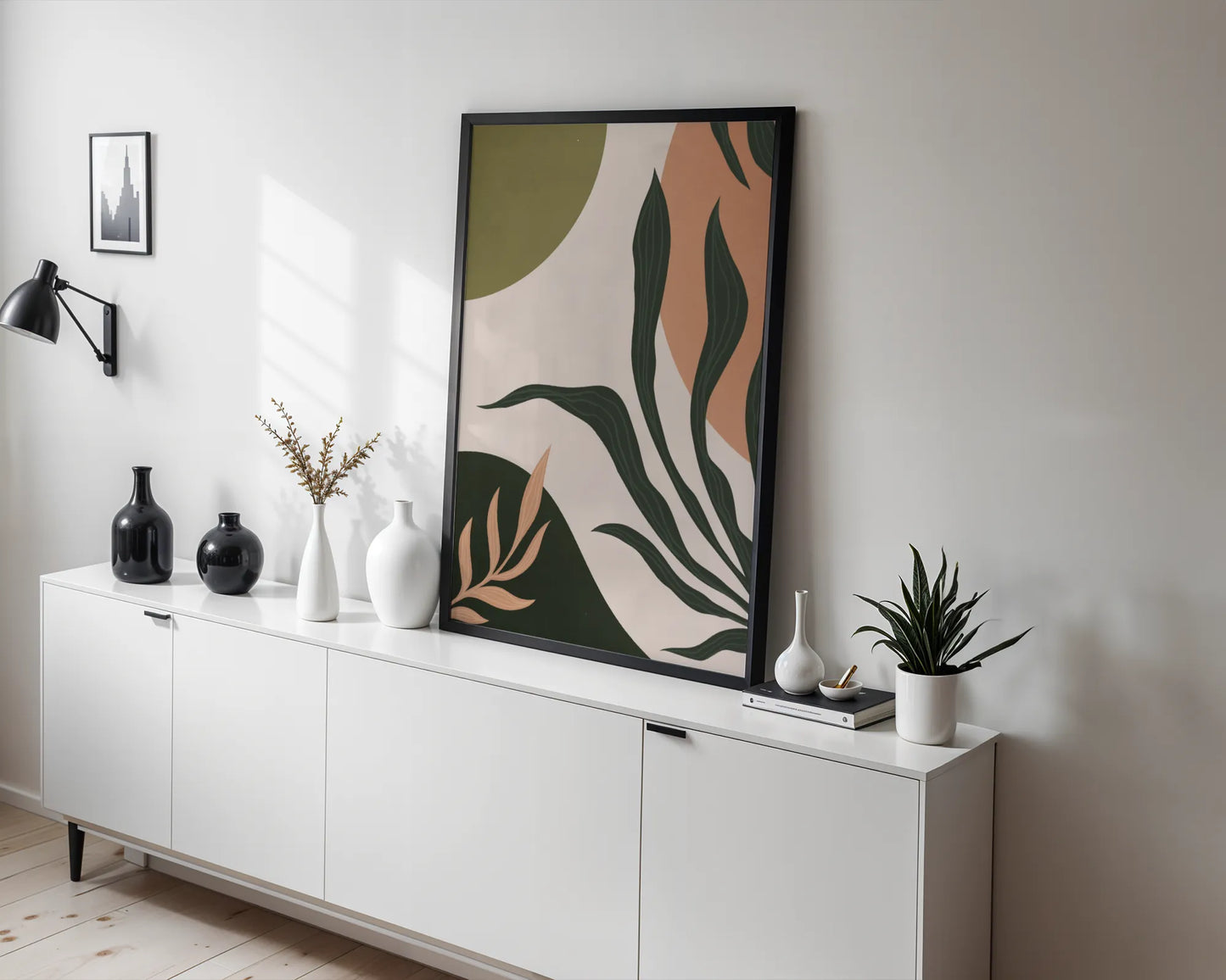 Boheme Leaves I, Mid Century, Modern Wall Painting
