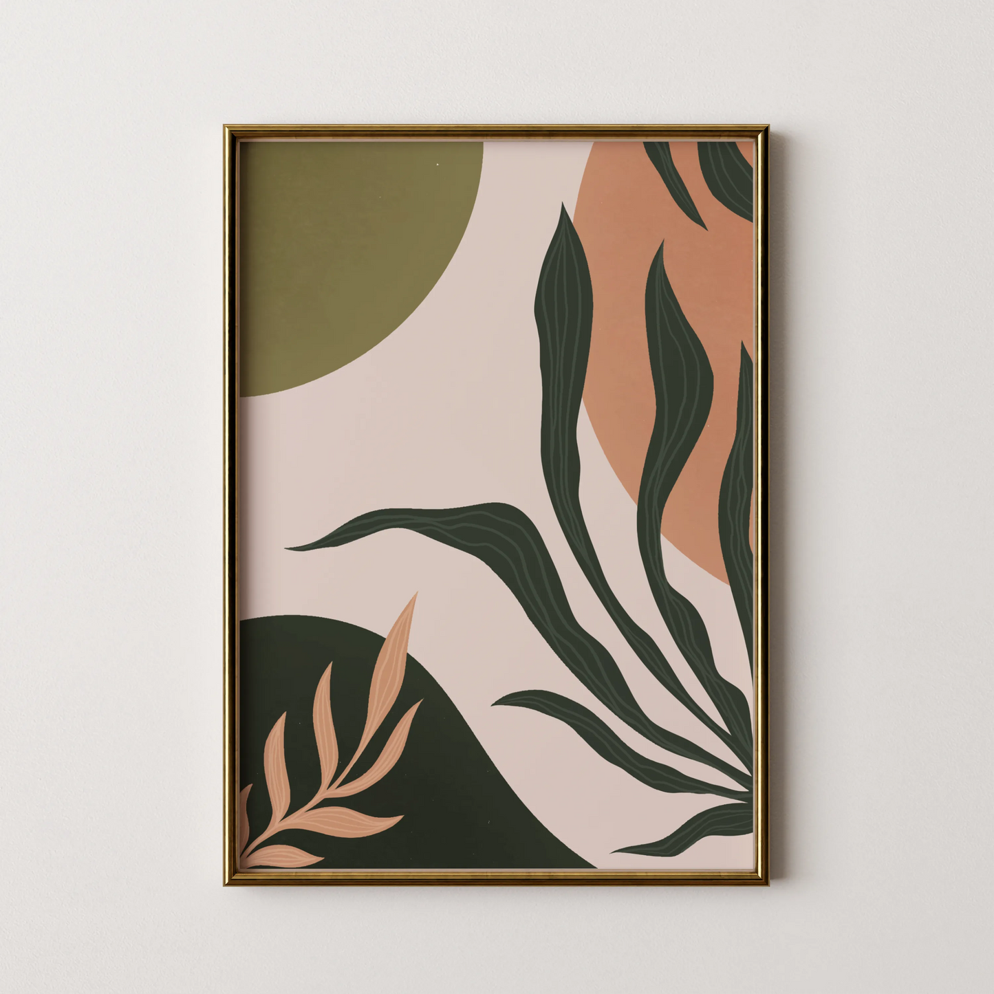 Boheme Leaves I, Mid Century, Modern Wall Painting