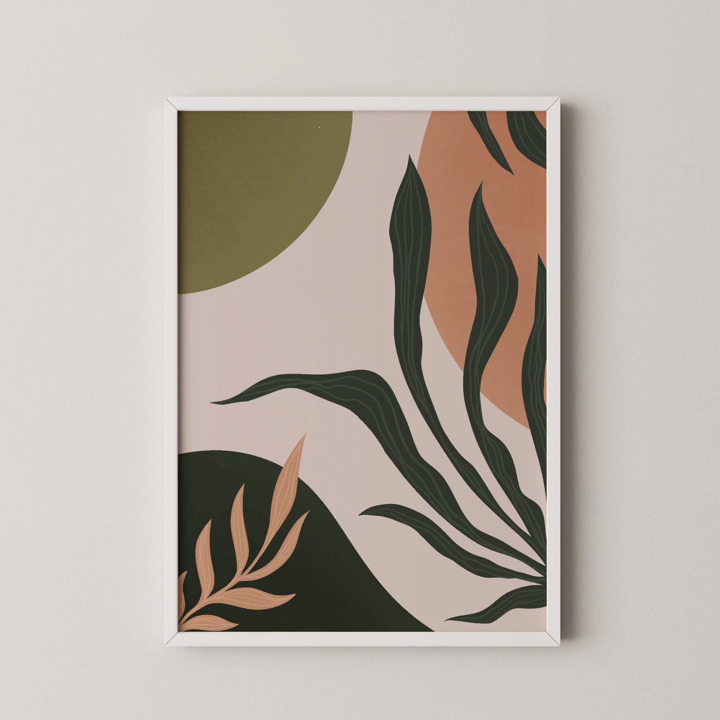 Boheme Leaves I, Mid Century, Modern Wall Painting