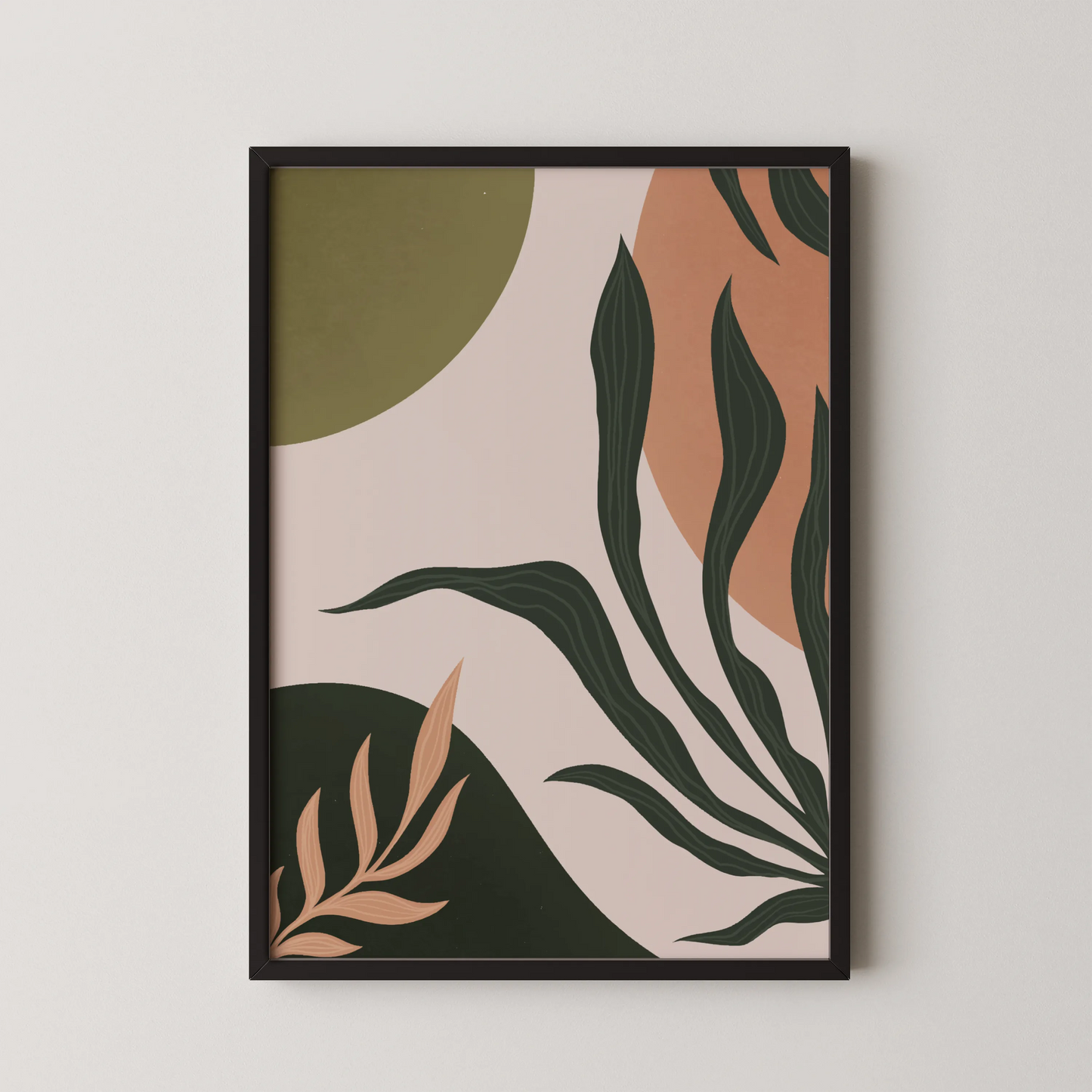 Boheme Leaves I, Mid Century, Modern Wall Painting
