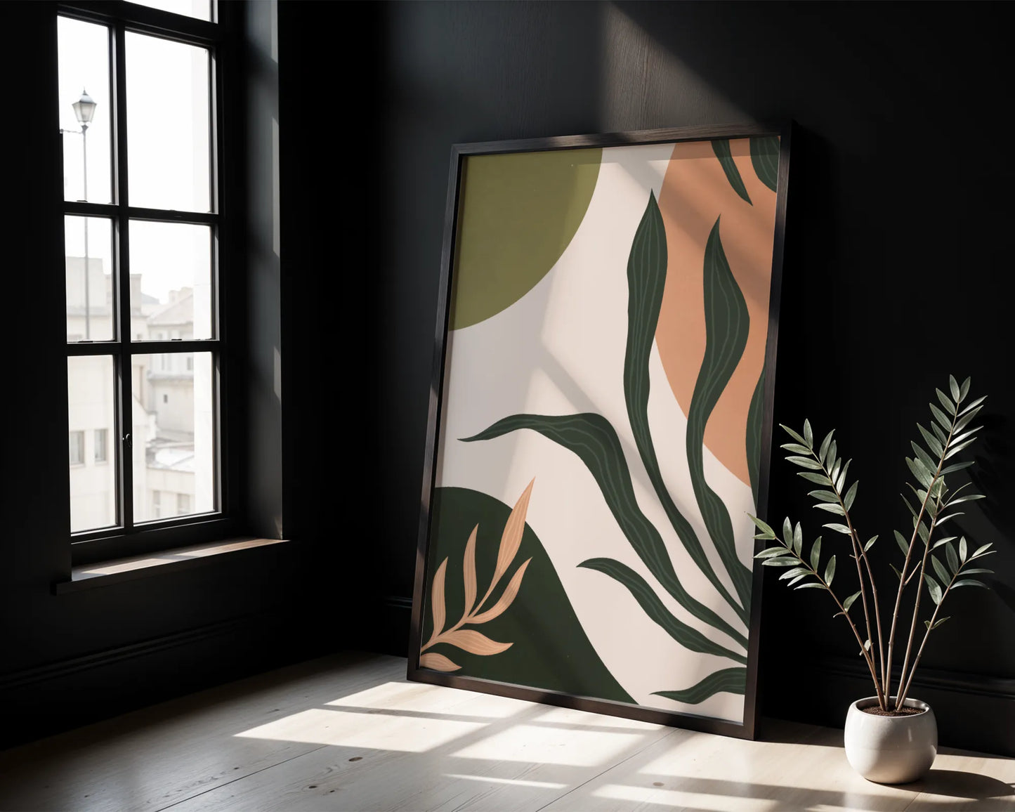 Boheme Leaves I, Mid Century, Modern Wall Painting