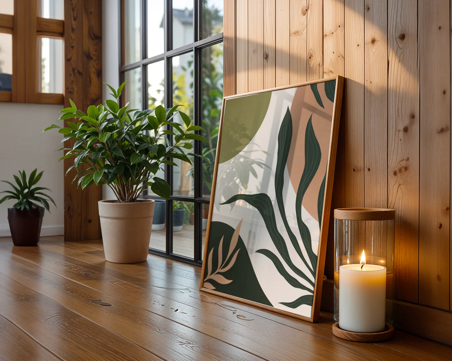 Boheme Leaves I, Mid Century, Modern Wall Painting