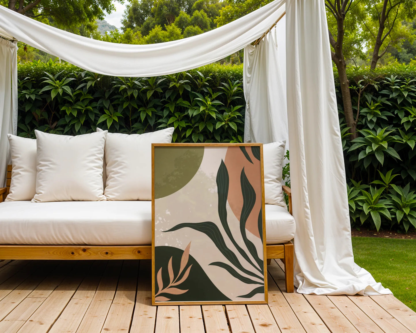 Boheme Leaves I, Mid Century, Modern Wall Painting