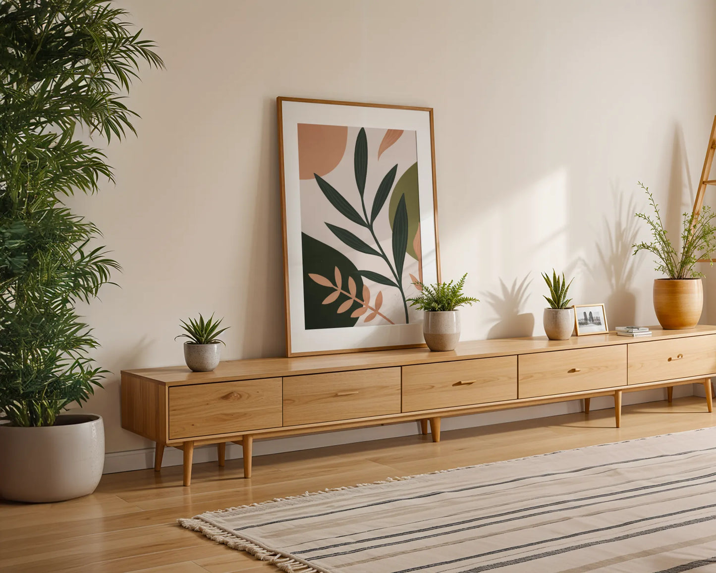 Boheme Leaves, Mid Century, Modern Wall Painting
