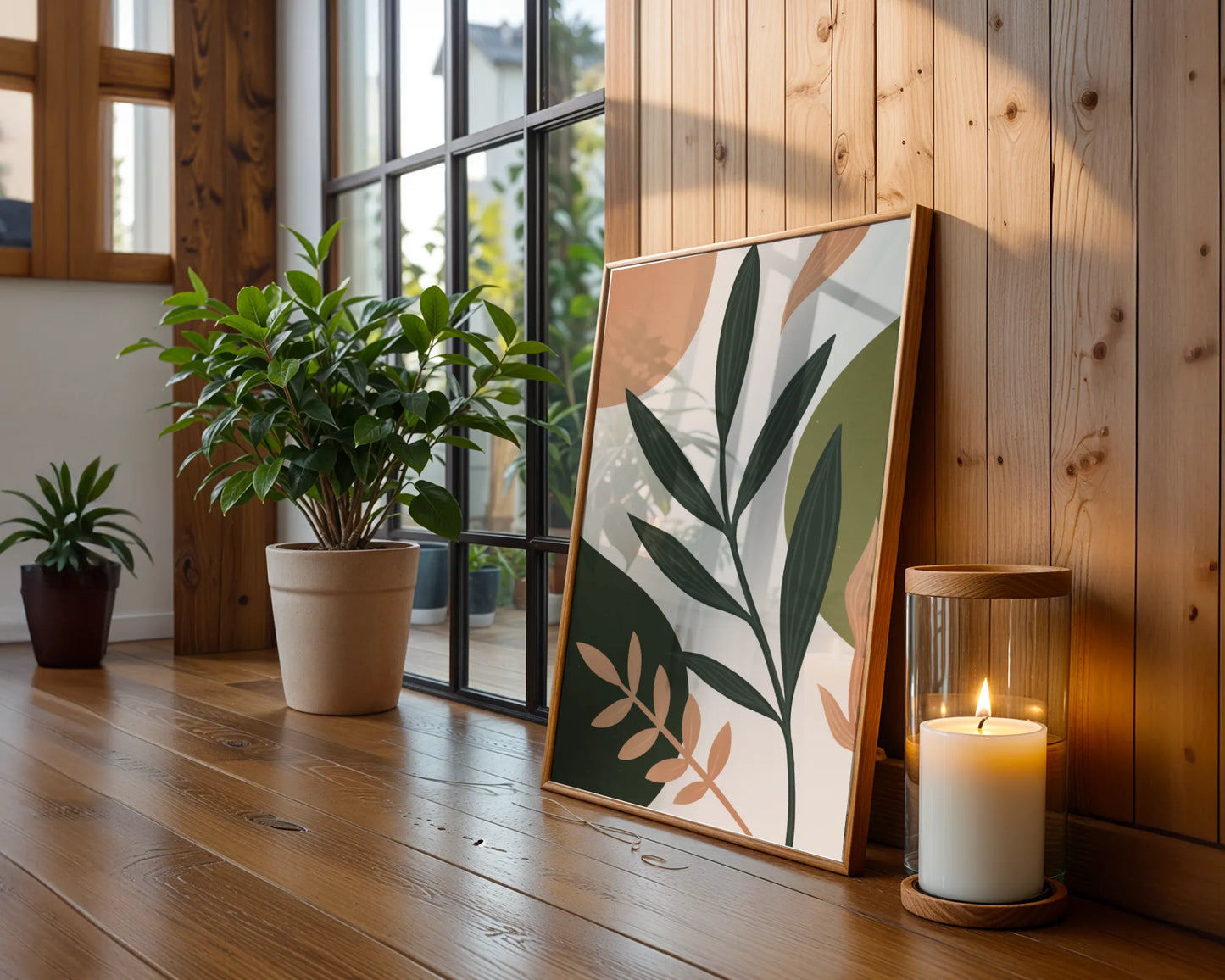 Boheme Leaves, Mid Century, Modern Wall Painting