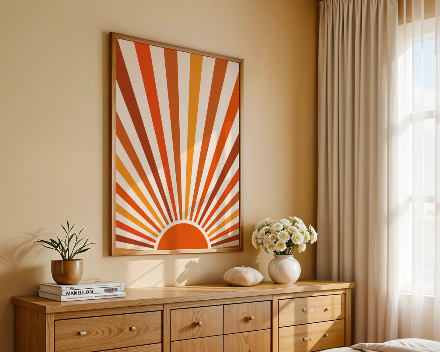 Boheme Sun I, Mid Century Modern, Wall Painting