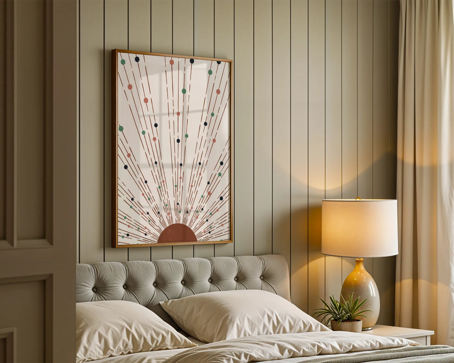 Boheme Sun, Mid Century Modern, Wall Painting