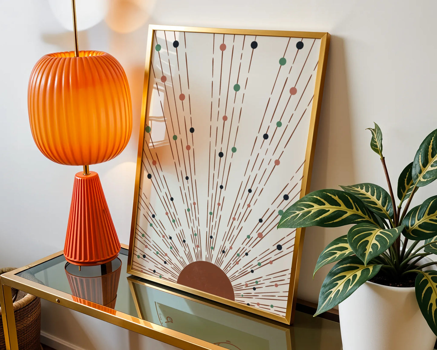 Boheme Sun, Mid Century Modern, Wall Painting