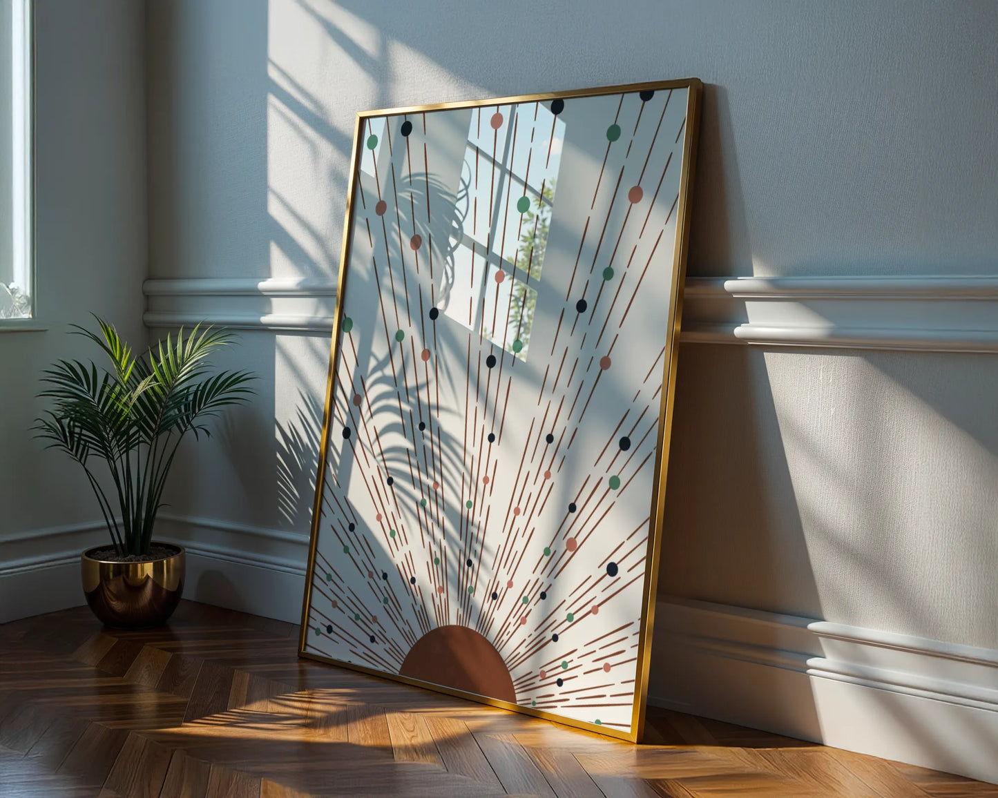 Boheme Sun, Mid Century Modern, Wall Painting