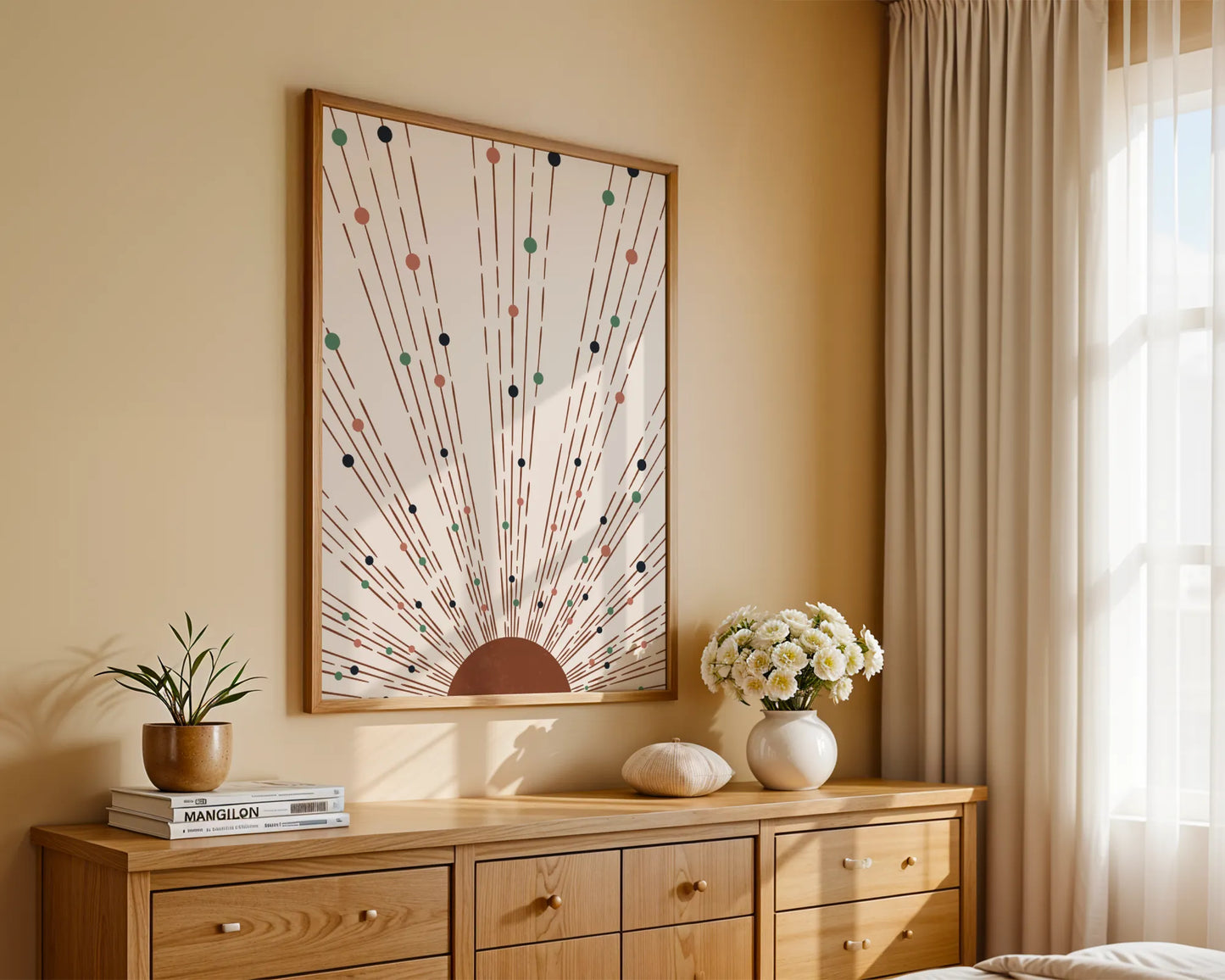 Boheme Sun, Mid Century Modern, Wall Painting