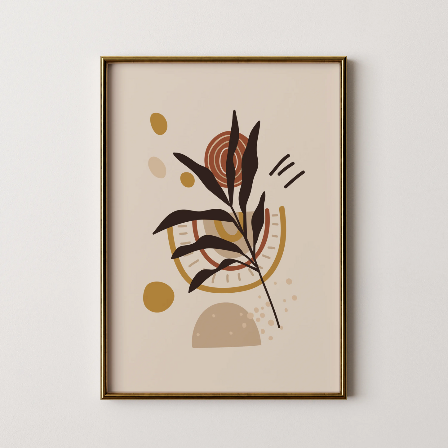 Bohemien Leaves II, Mid Century, Modern Wall Painting