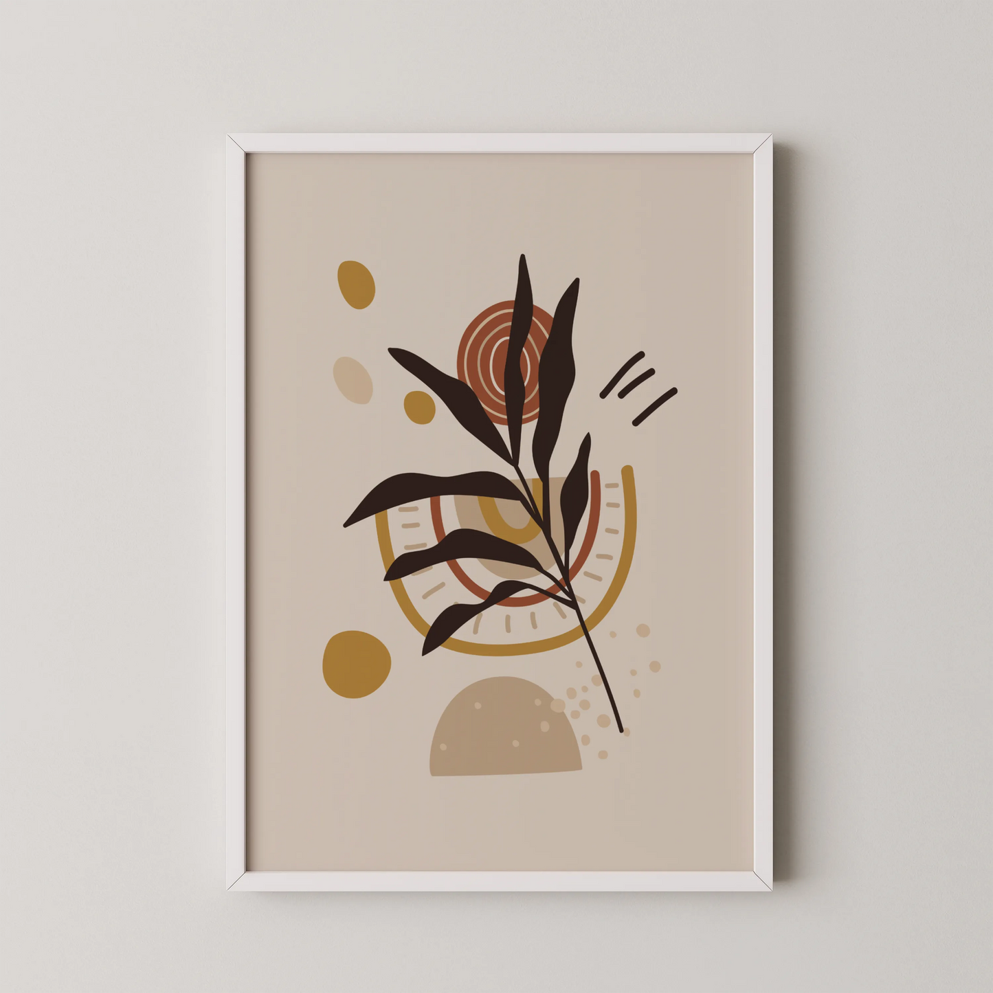 Bohemien Leaves II, Mid Century, Modern Wall Painting
