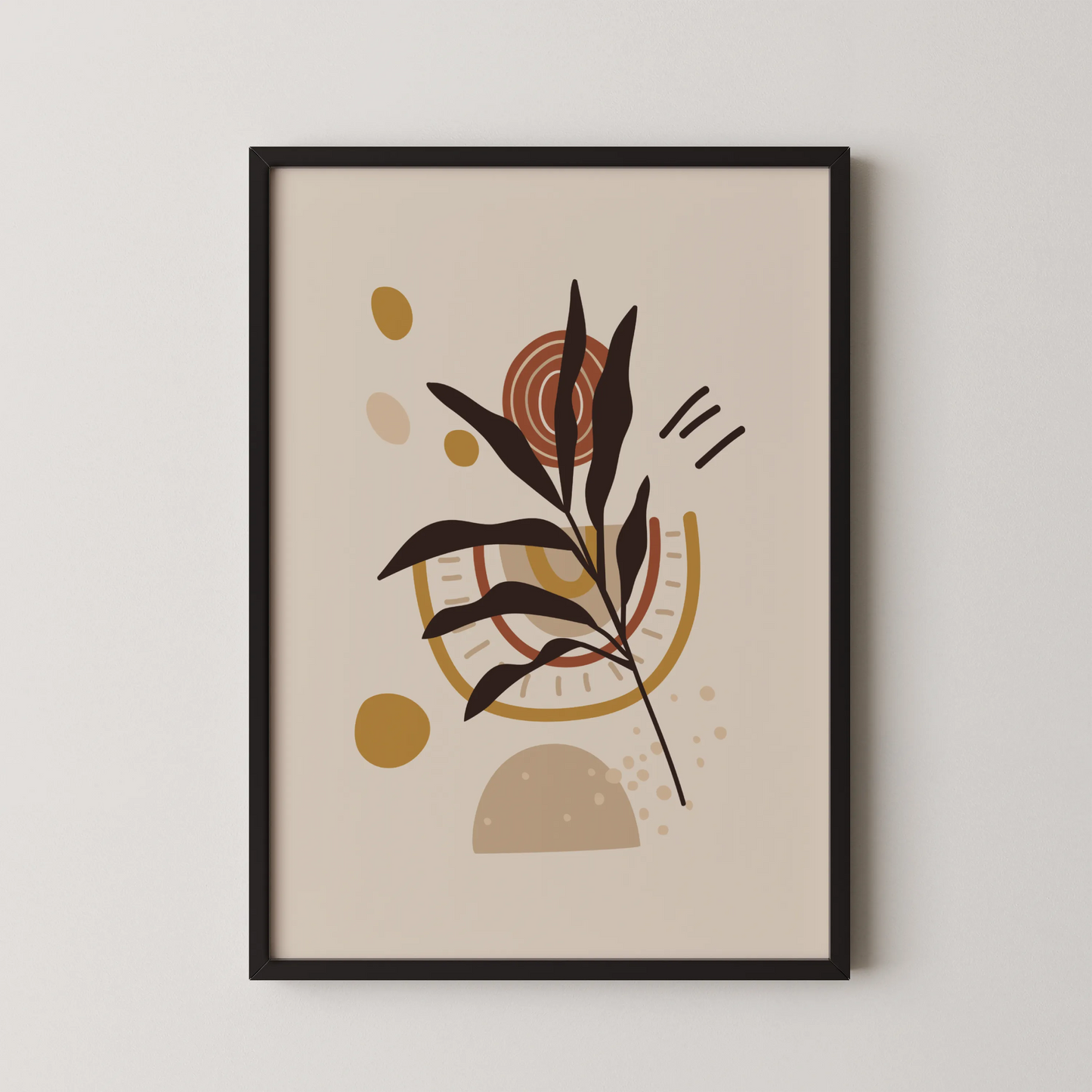 Bohemien Leaves II, Mid Century, Modern Wall Painting