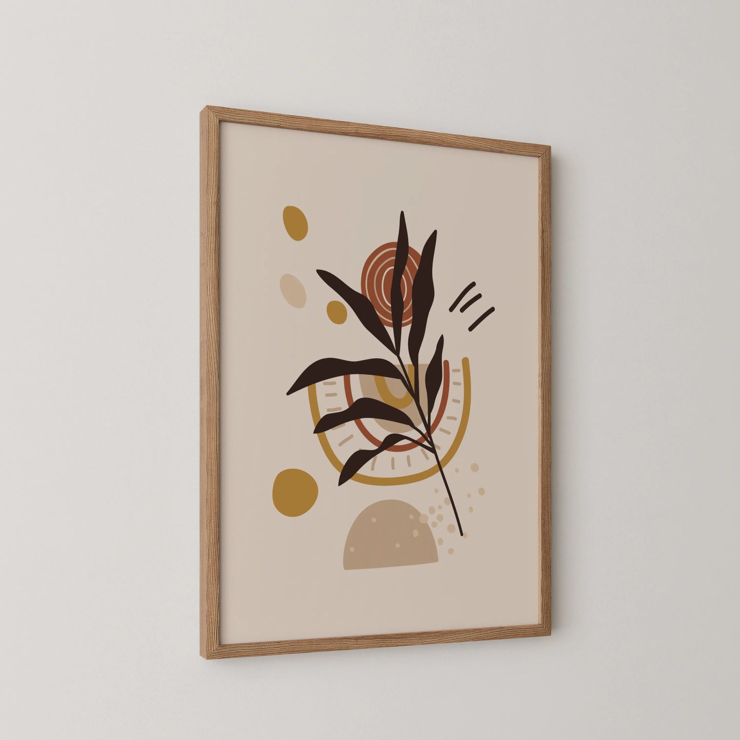 Bohemien Leaves II, Mid Century, Modern Wall Painting