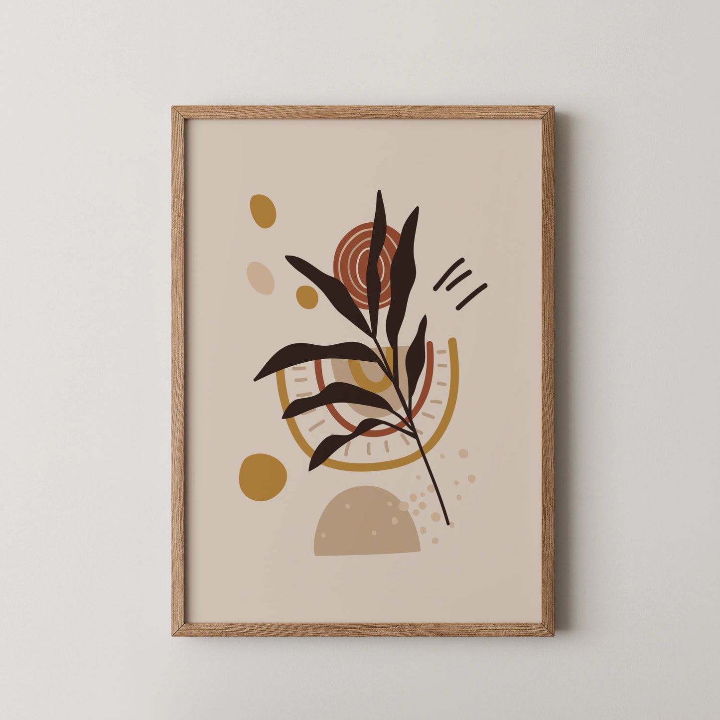 Bohemien Leaves II, Mid Century, Modern Wall Painting