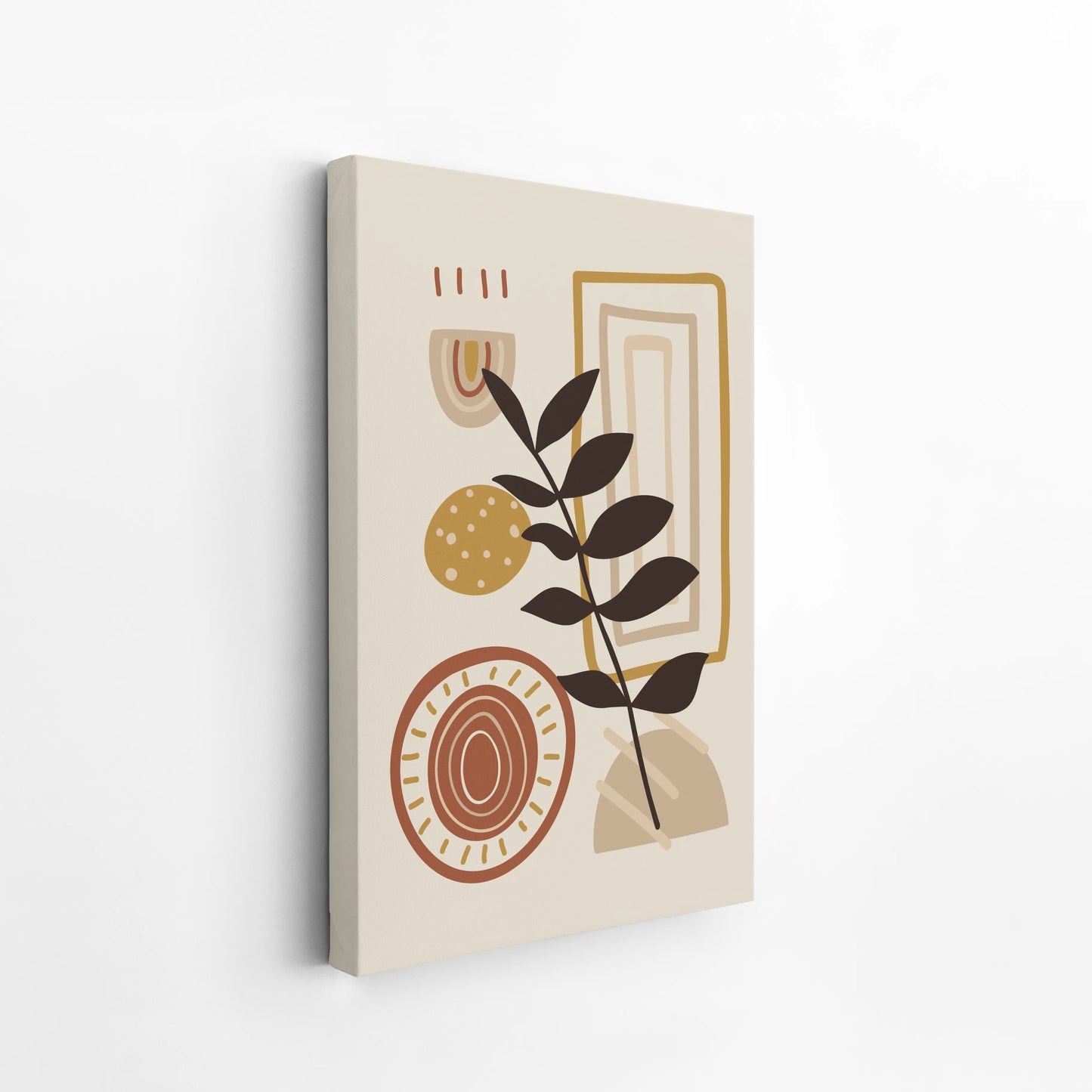 Bohemien Leaves I, Mid Century, Modern Wall Painting
