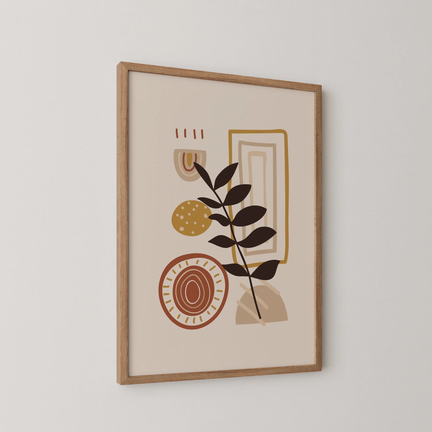 Bohemien Leaves I, Mid Century, Modern Wall Painting