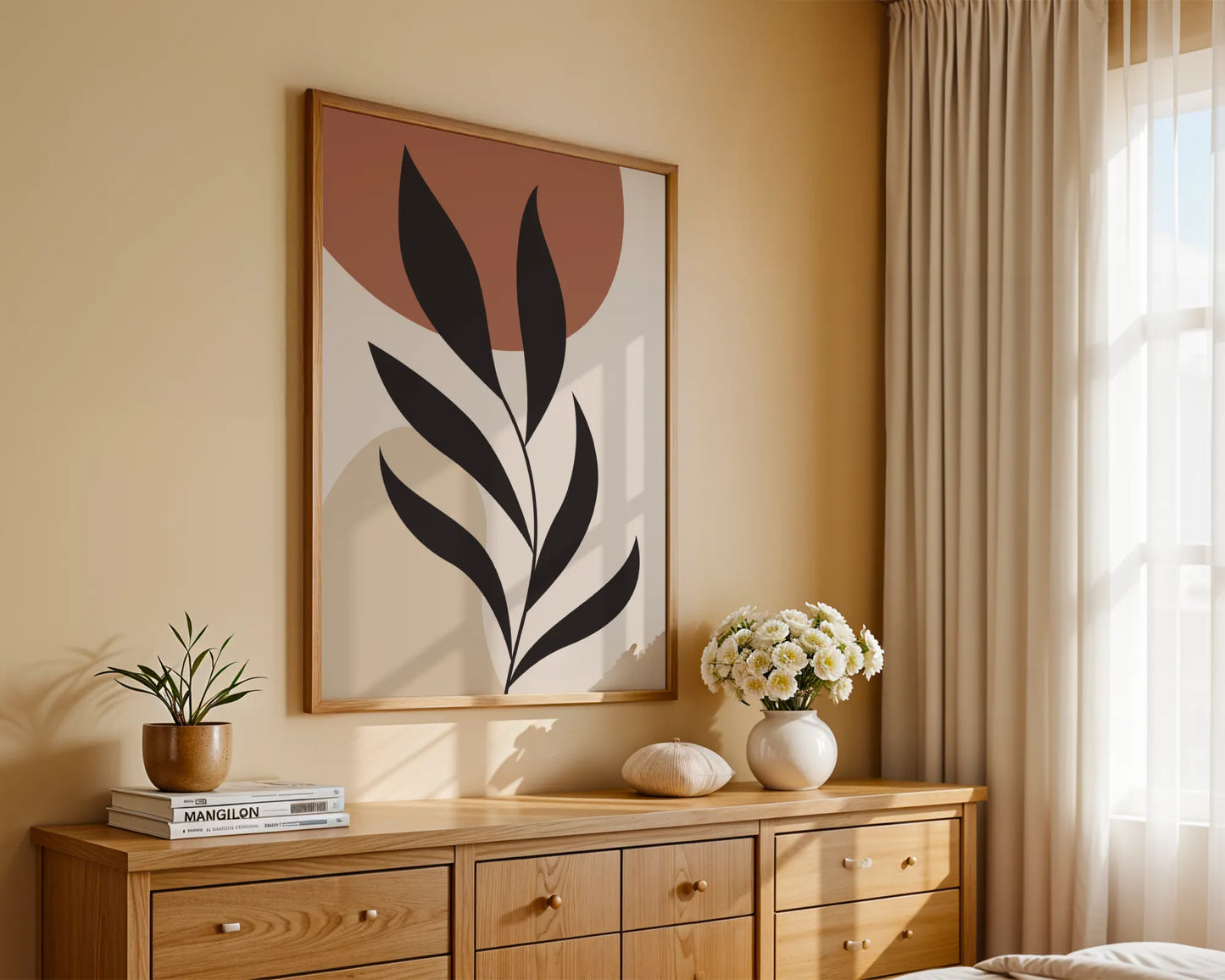 Bohemien Leaves I, Modern Wall Painting