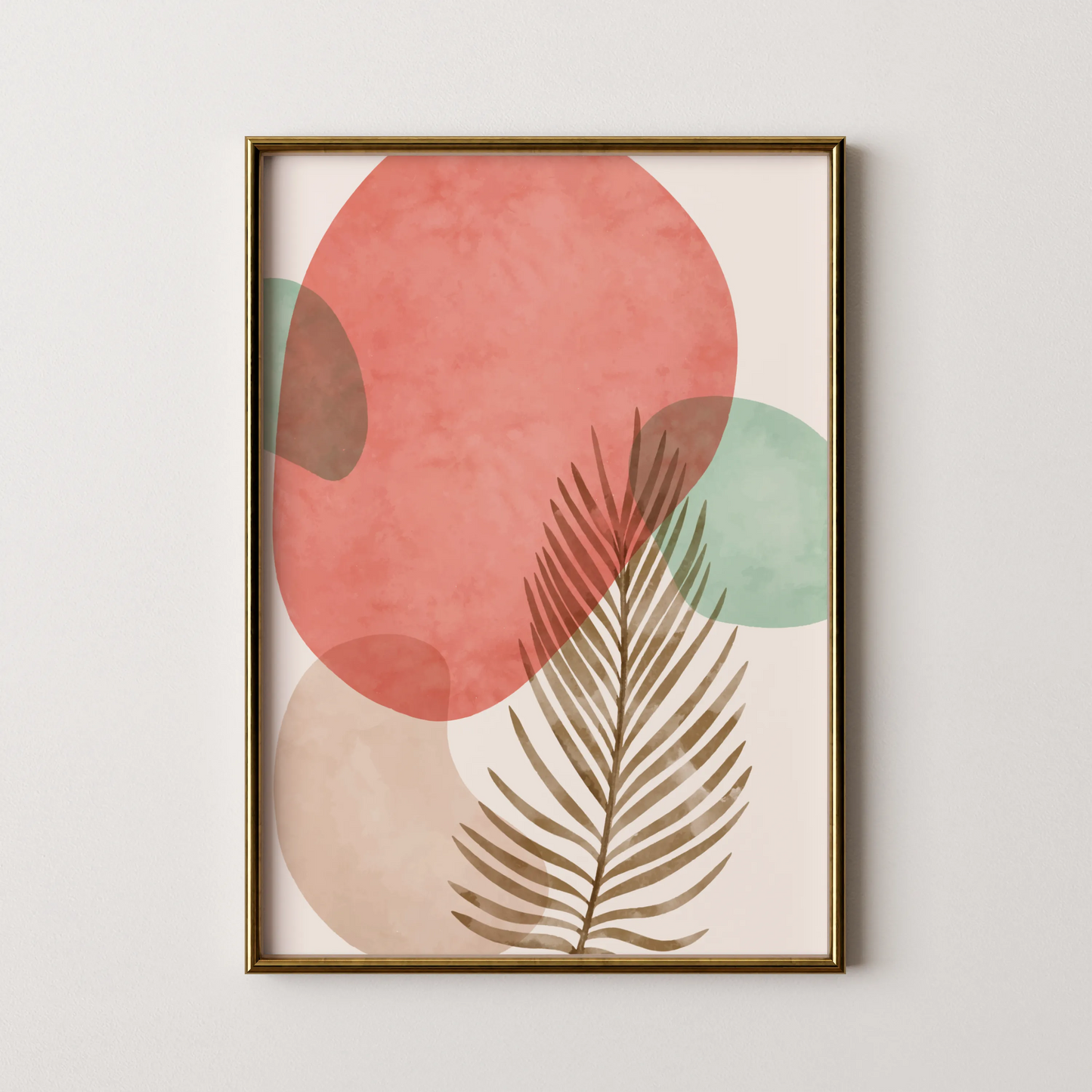 Bohemien Leaves I, Watercolor, Modern Wall Painting