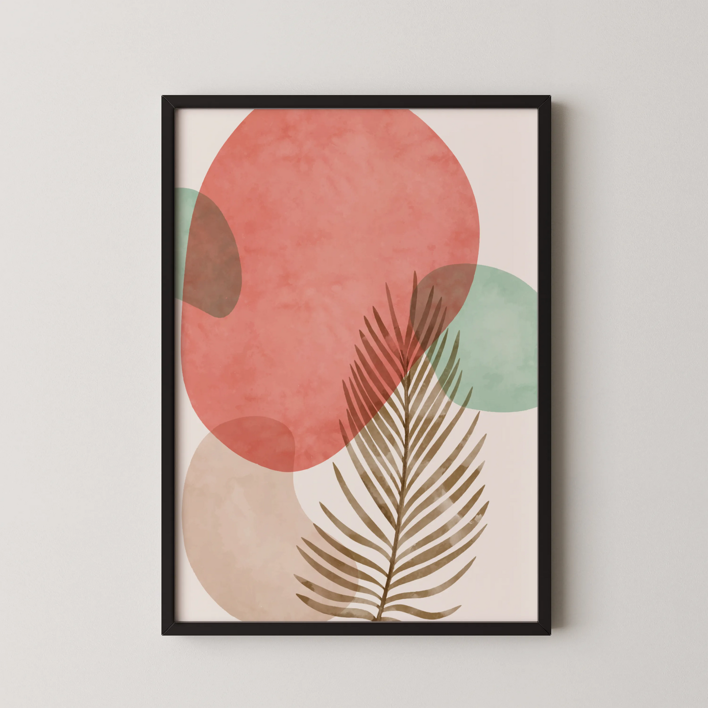 Bohemien Leaves I, Watercolor, Modern Wall Painting