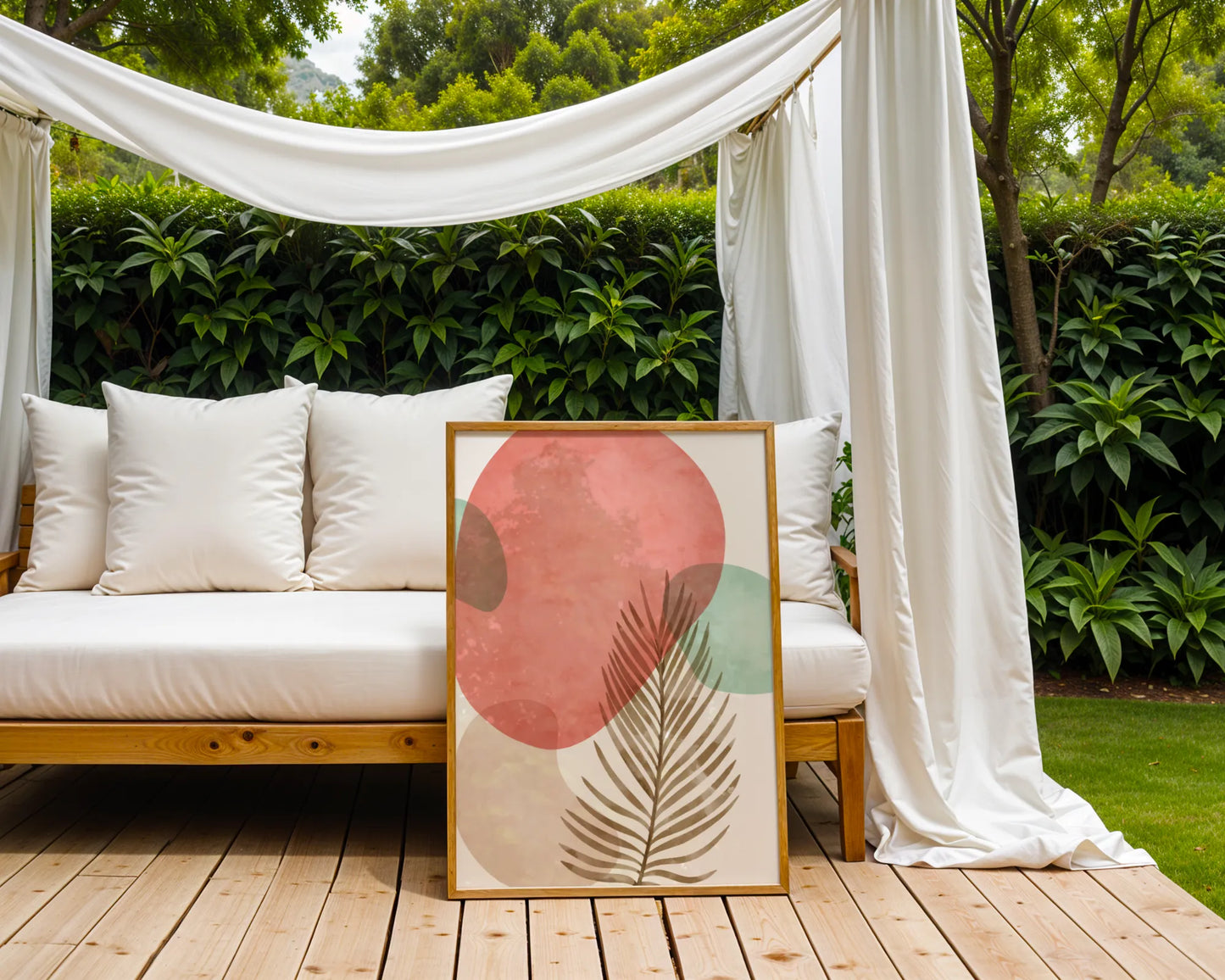 Bohemien Leaves I, Watercolor, Modern Wall Painting