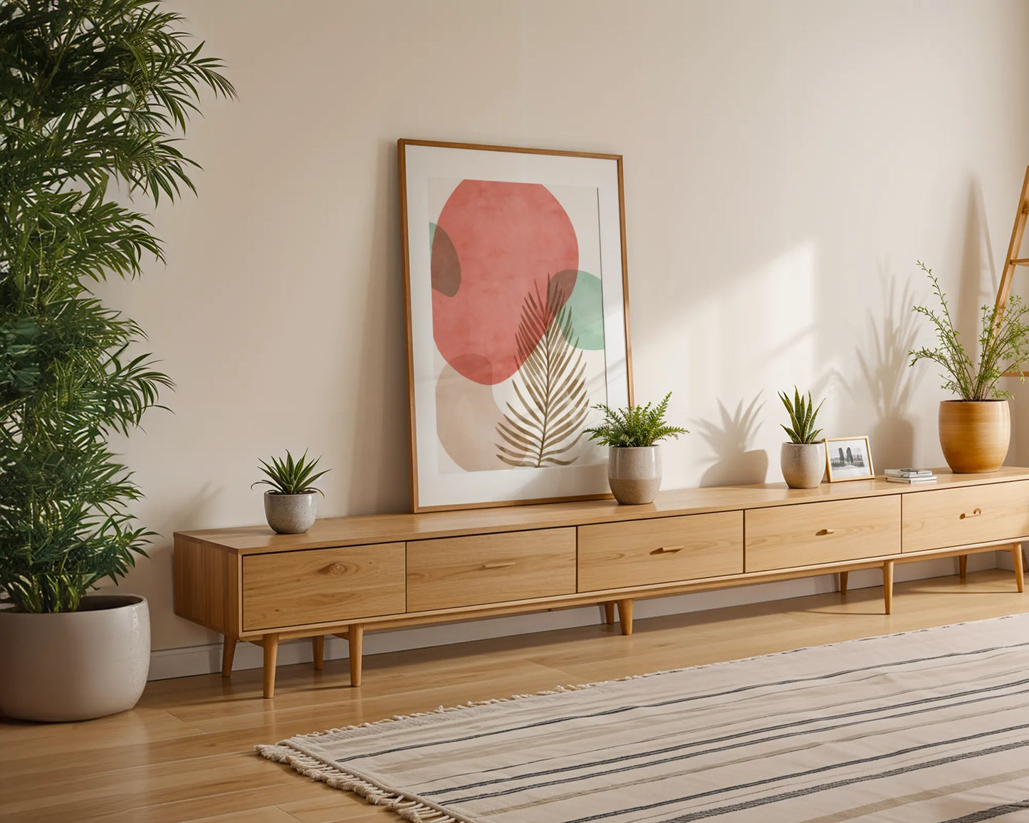 Bohemien Leaves I, Watercolor, Modern Wall Painting