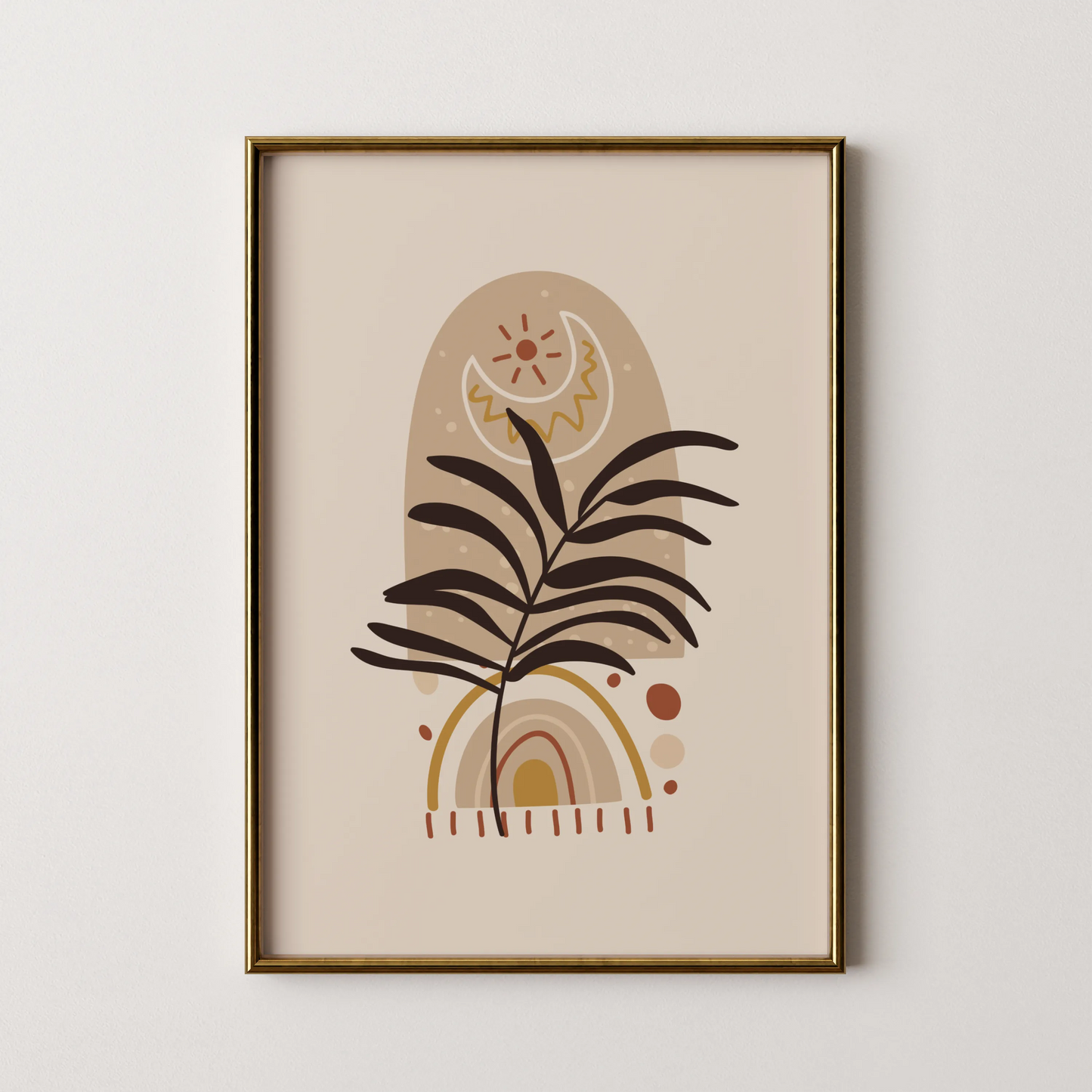 Bohemien Leaves, Mid Century, Modern Wall Painting