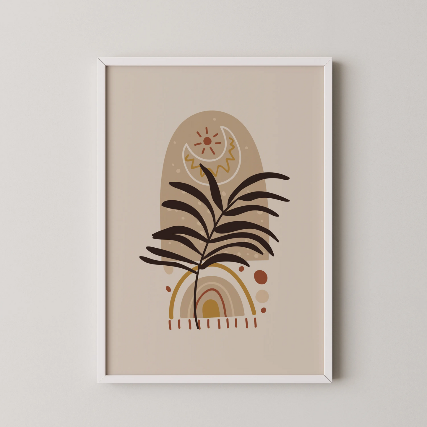 Bohemien Leaves, Mid Century, Modern Wall Painting