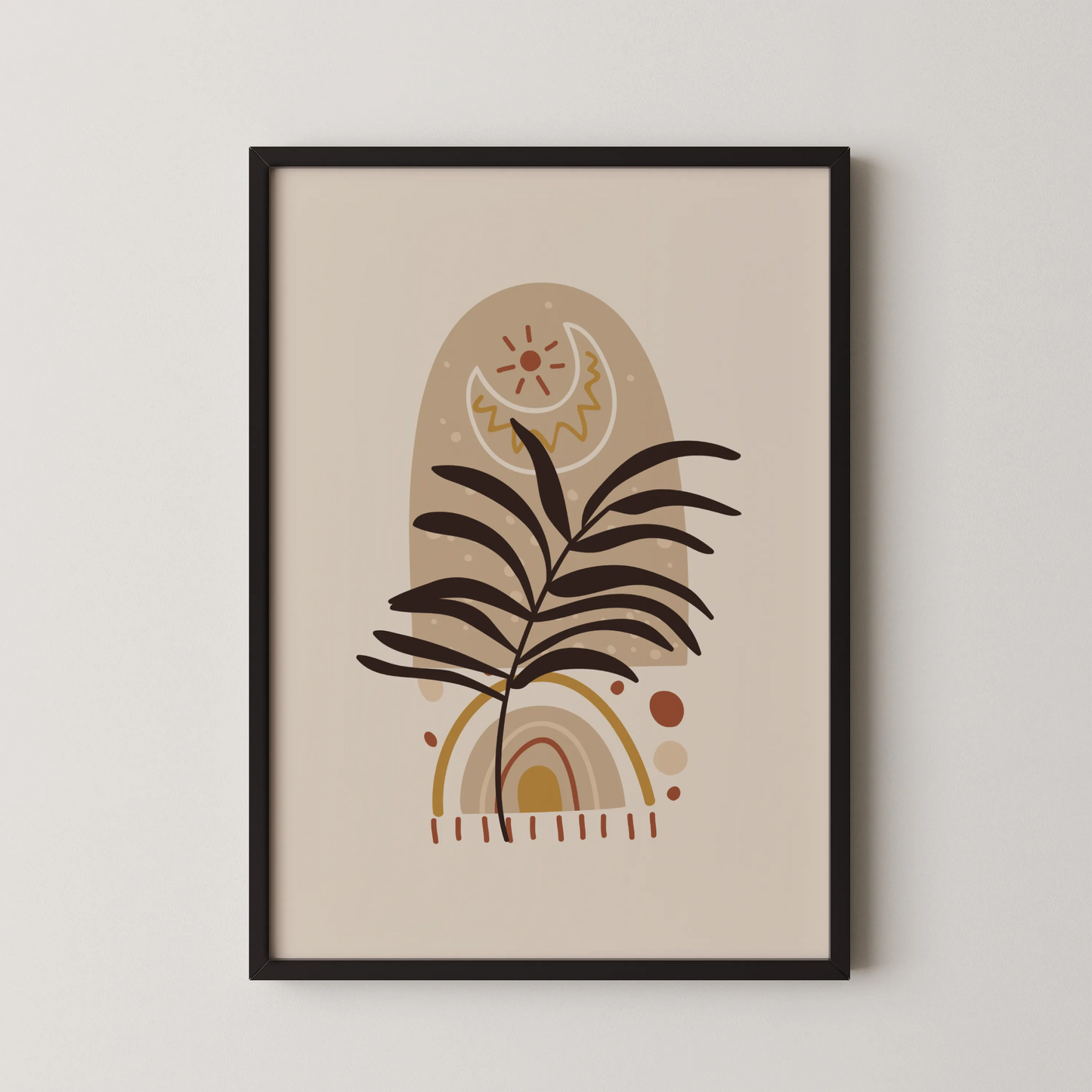 Bohemien Leaves, Mid Century, Modern Wall Painting