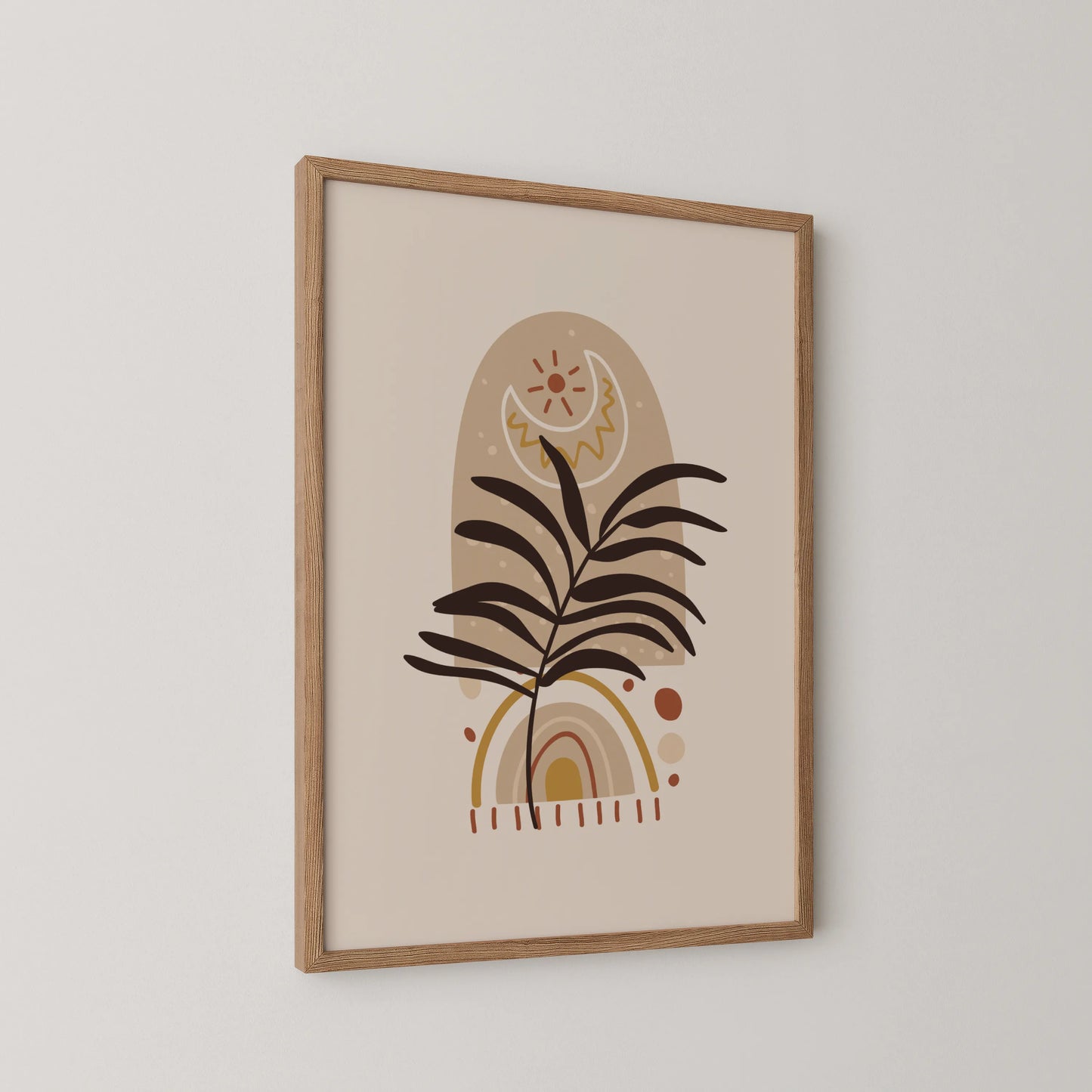 Bohemien Leaves, Mid Century, Modern Wall Painting
