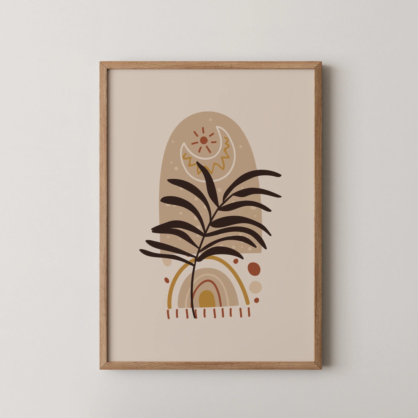 Bohemien Leaves, Mid Century, Modern Wall Painting