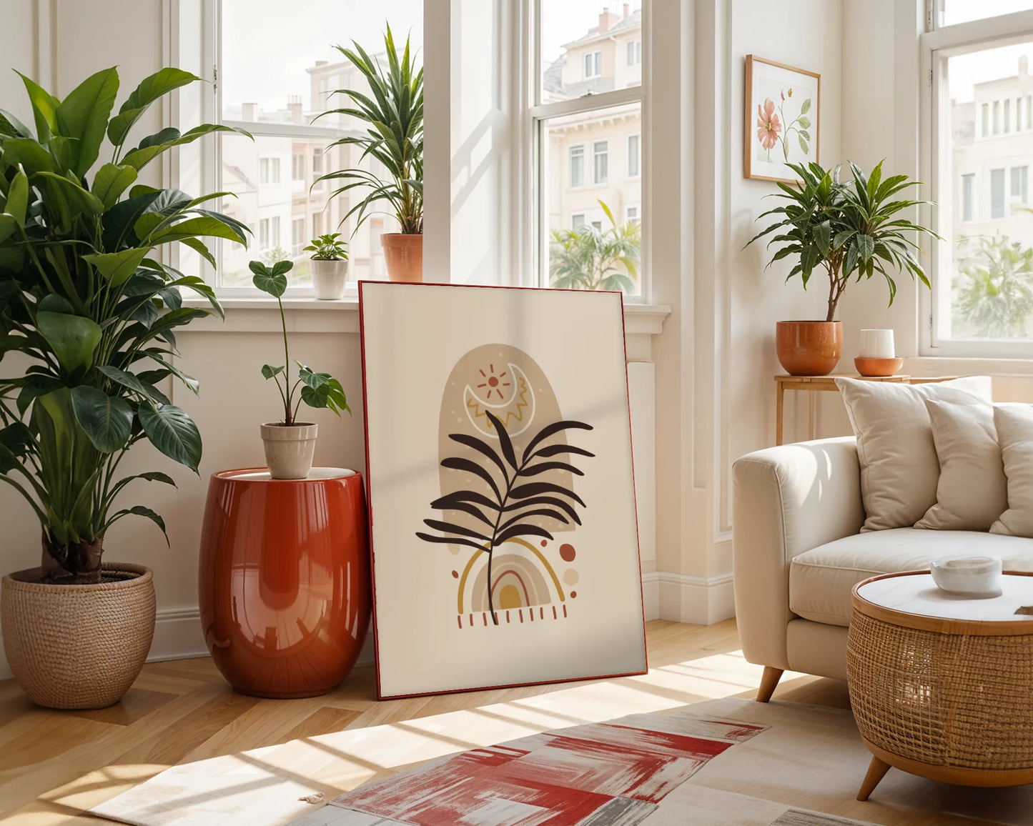 Bohemien Leaves, Mid Century, Modern Wall Painting