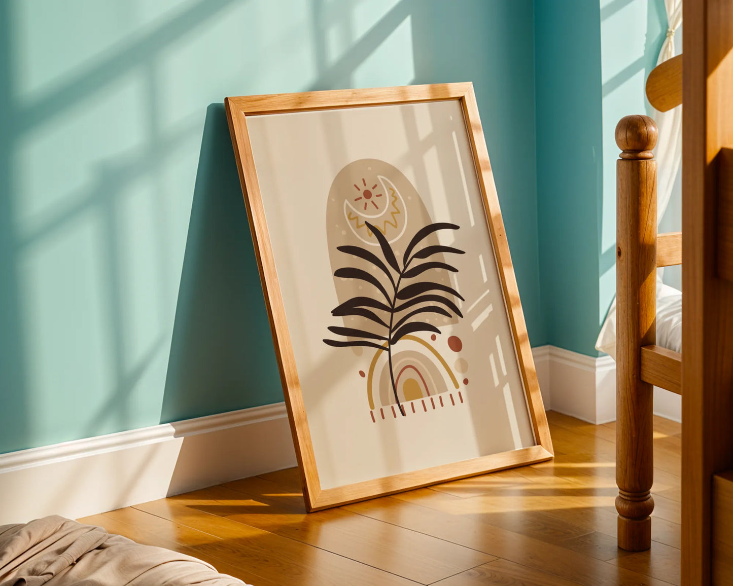 Bohemien Leaves, Mid Century, Modern Wall Painting